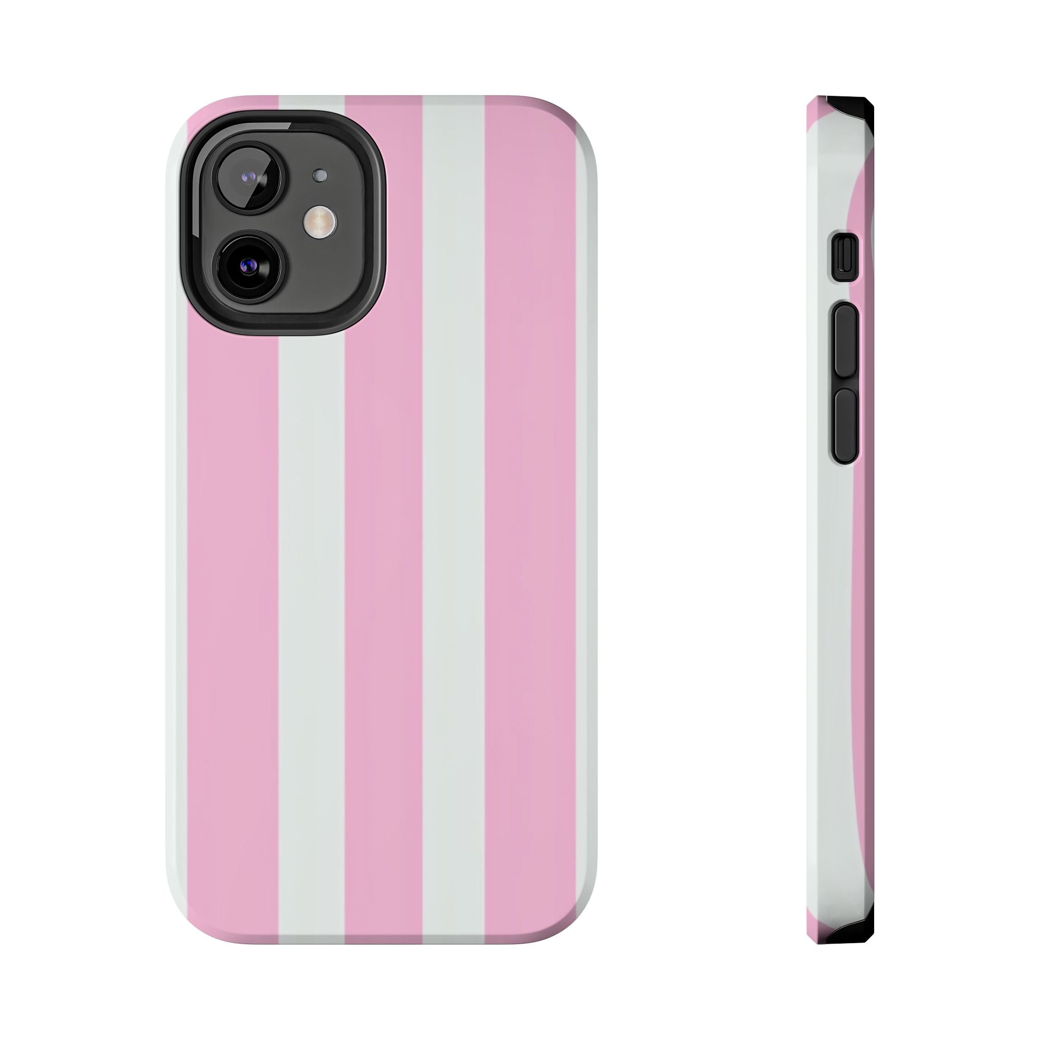 Pink & White Stripe Tough Phone Case — Protective Stripe iPhone Cover
