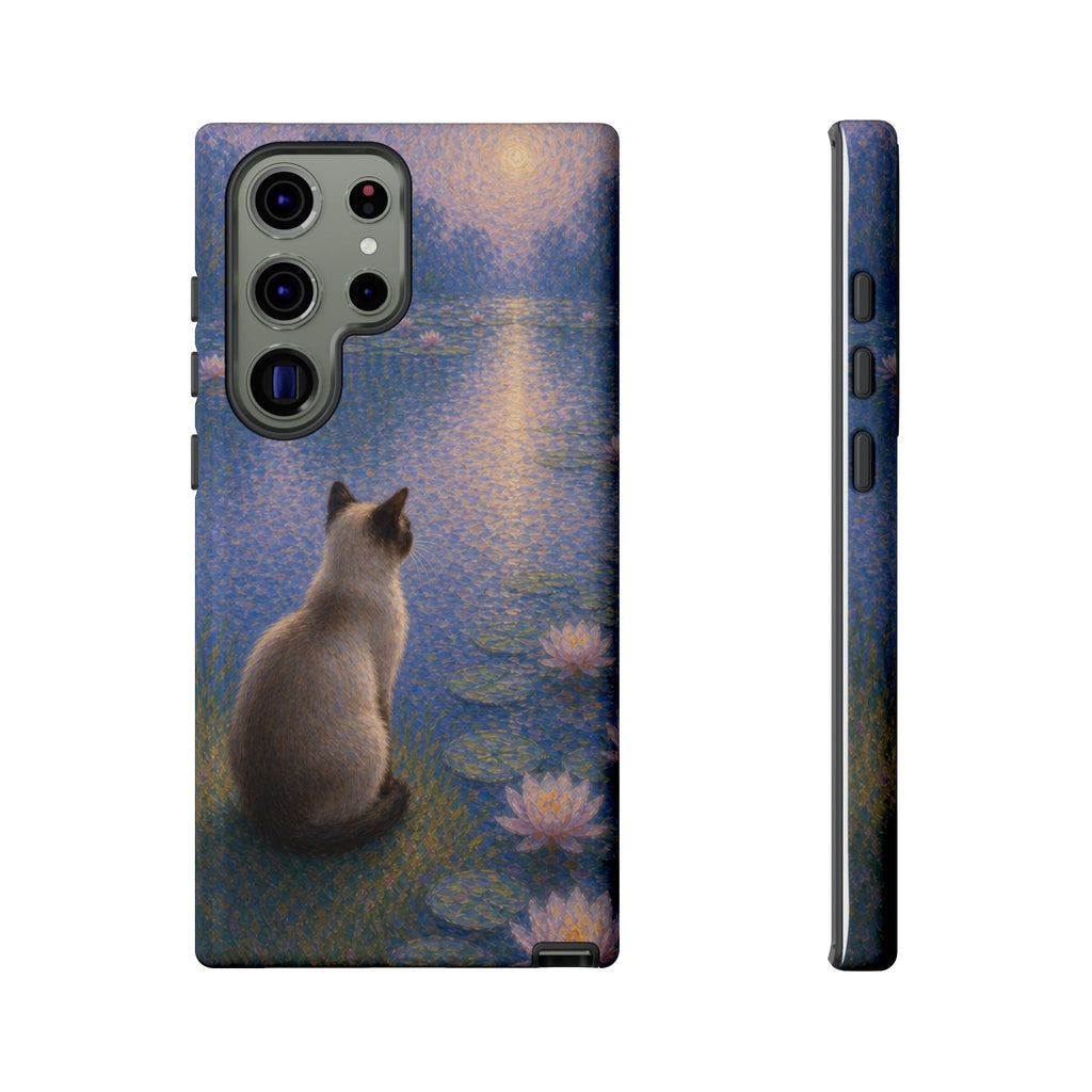 Cat Moonlight Phone Case — Serene Siamese by Lily Pond