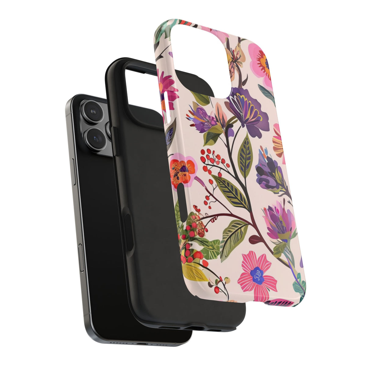 Floral Tough Phone Case – Colorful Botanical Flower Design