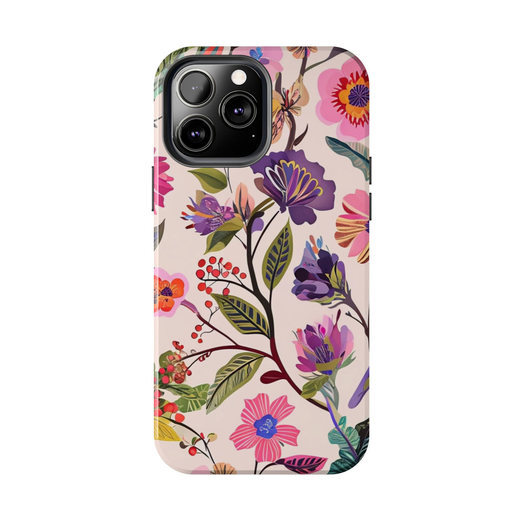 Floral Tough Phone Case – Colorful Botanical Flower Design