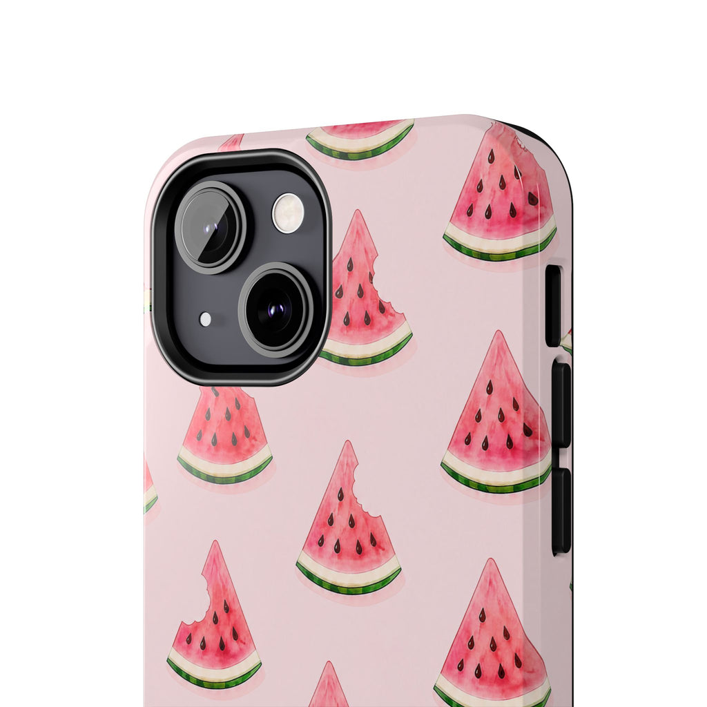 Watermelon Slice Tough Phone Case — Pink Fruit Pattern, Summer Phone Cover