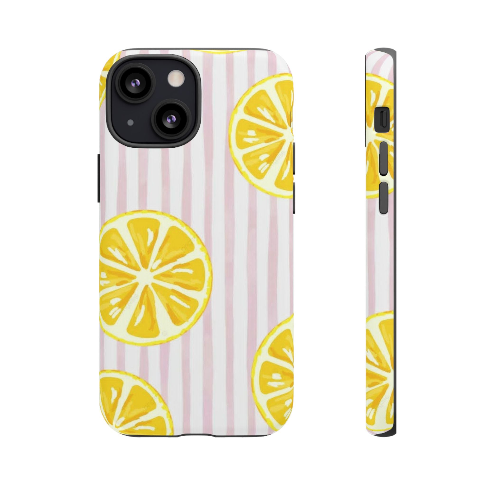 Lemon Slices Tough Case — Cute Pink Stripe Phone Cover