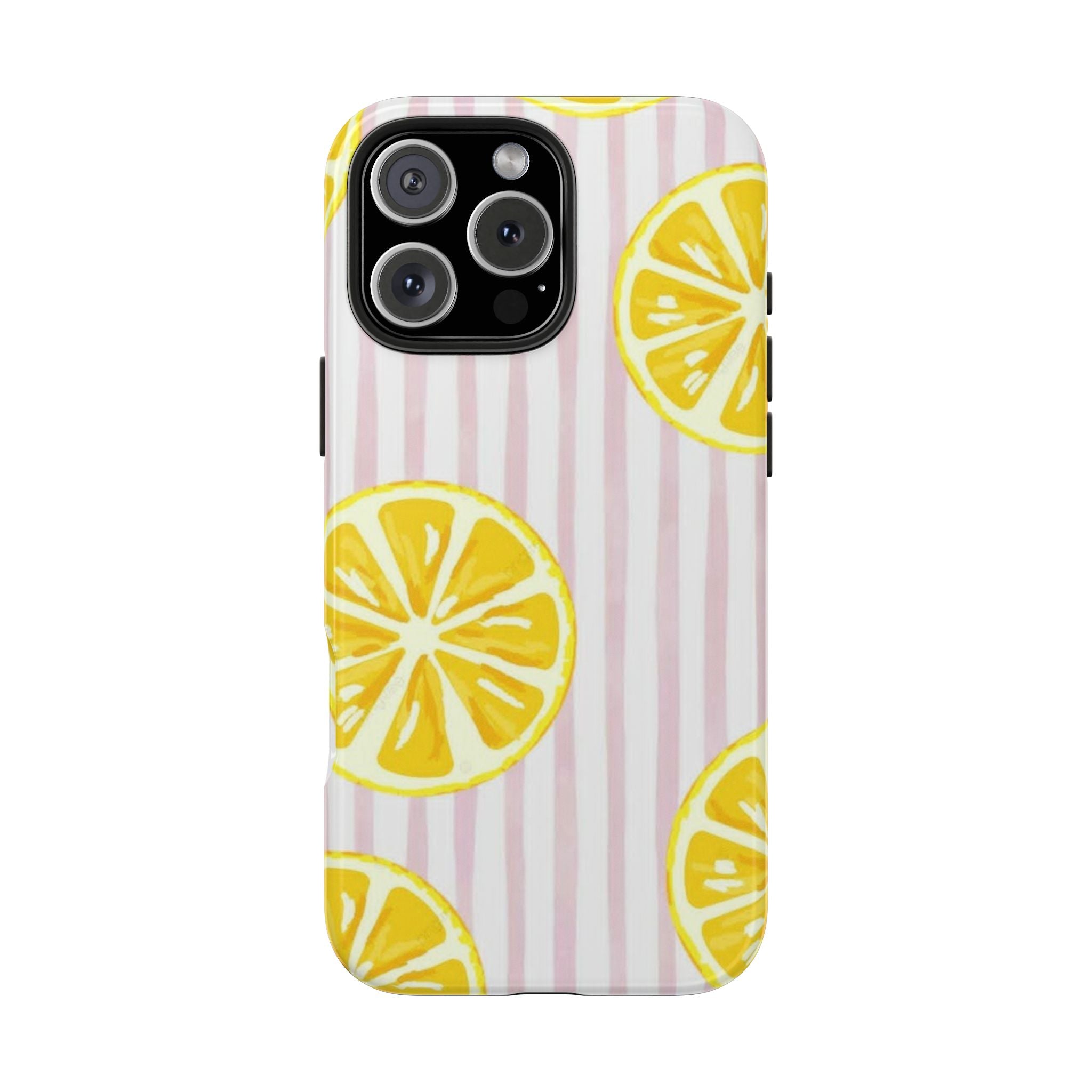 Lemon Slice Tough Phone Case — Pink Stripe Summer Protective Cover