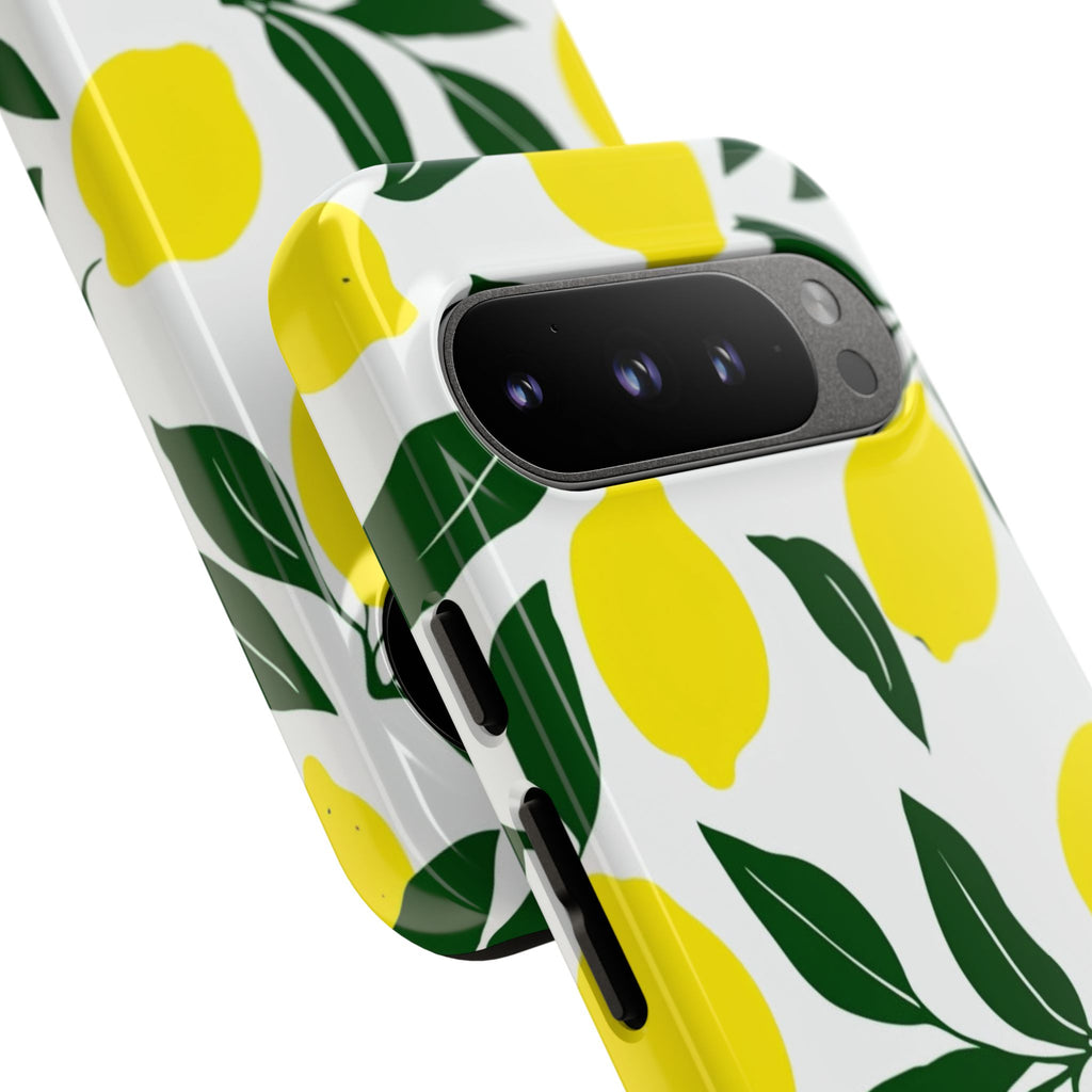 Lemon Pattern Tough Phone Case — Bright Citrus Protective Cover