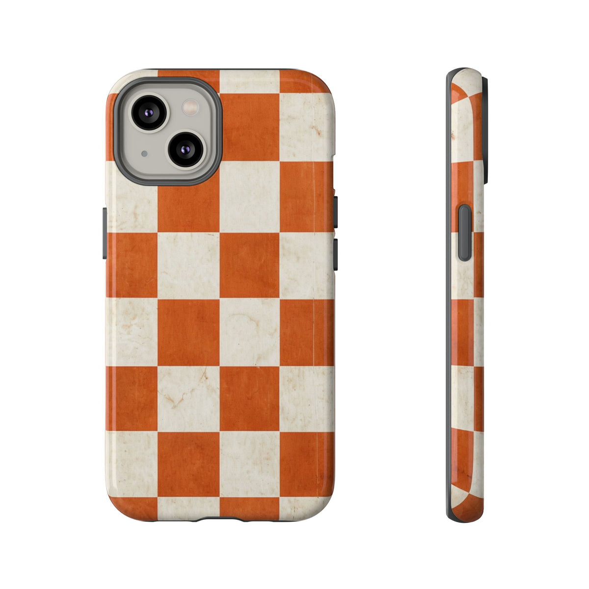 Vintage Orange Checkerboard Tough Phone Case