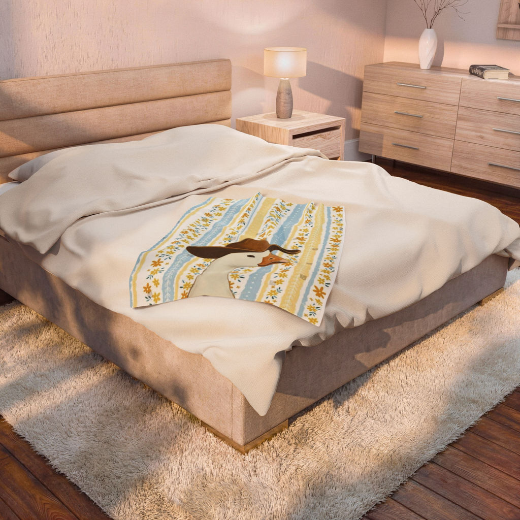 Cowboy Goose Velveteen Plush Blanket – Cute Farm Animal Throw for Nursery & Cozy Home Decor
