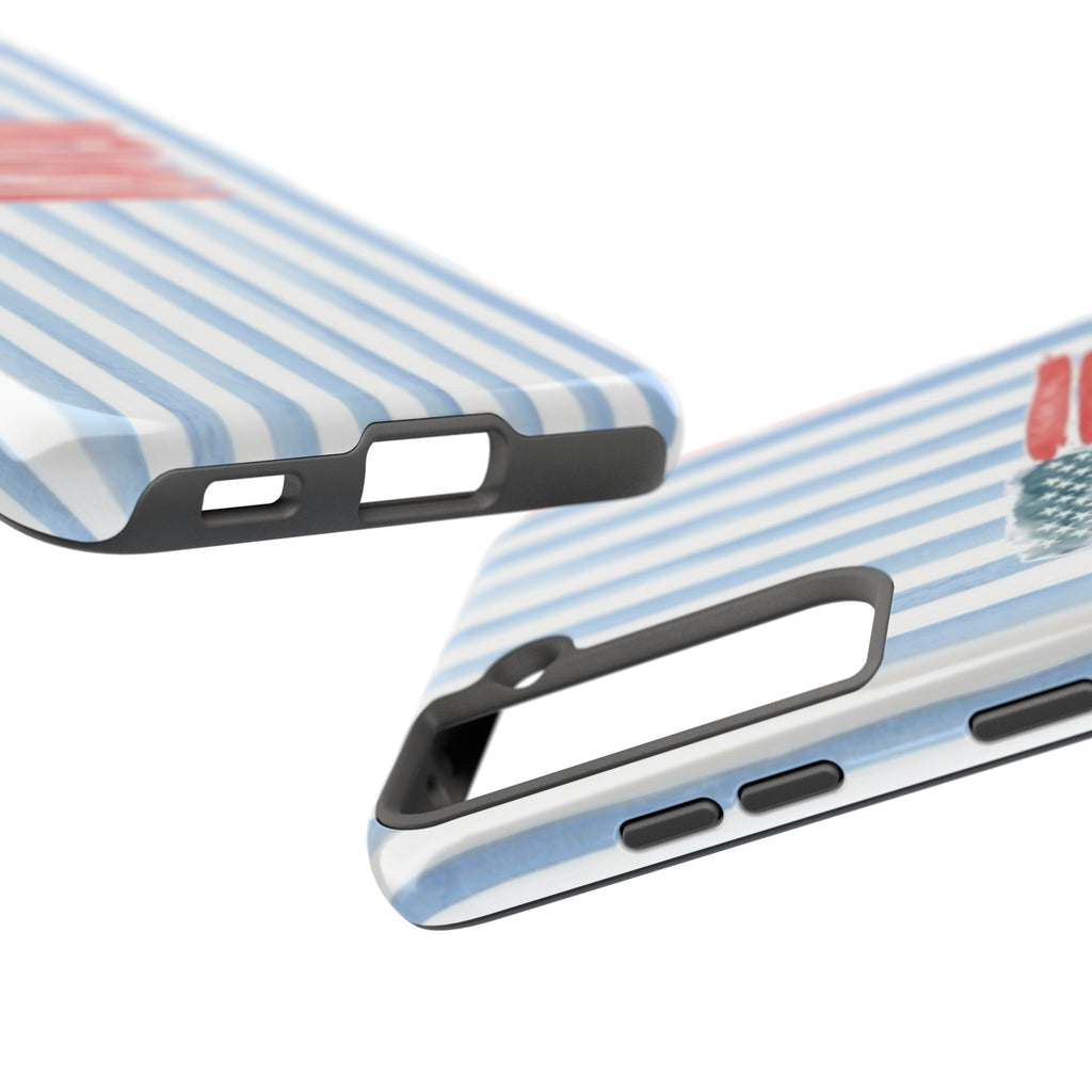 American Flag Watercolor Tough Phone Case — Blue Striped Patriotic Phone Case
