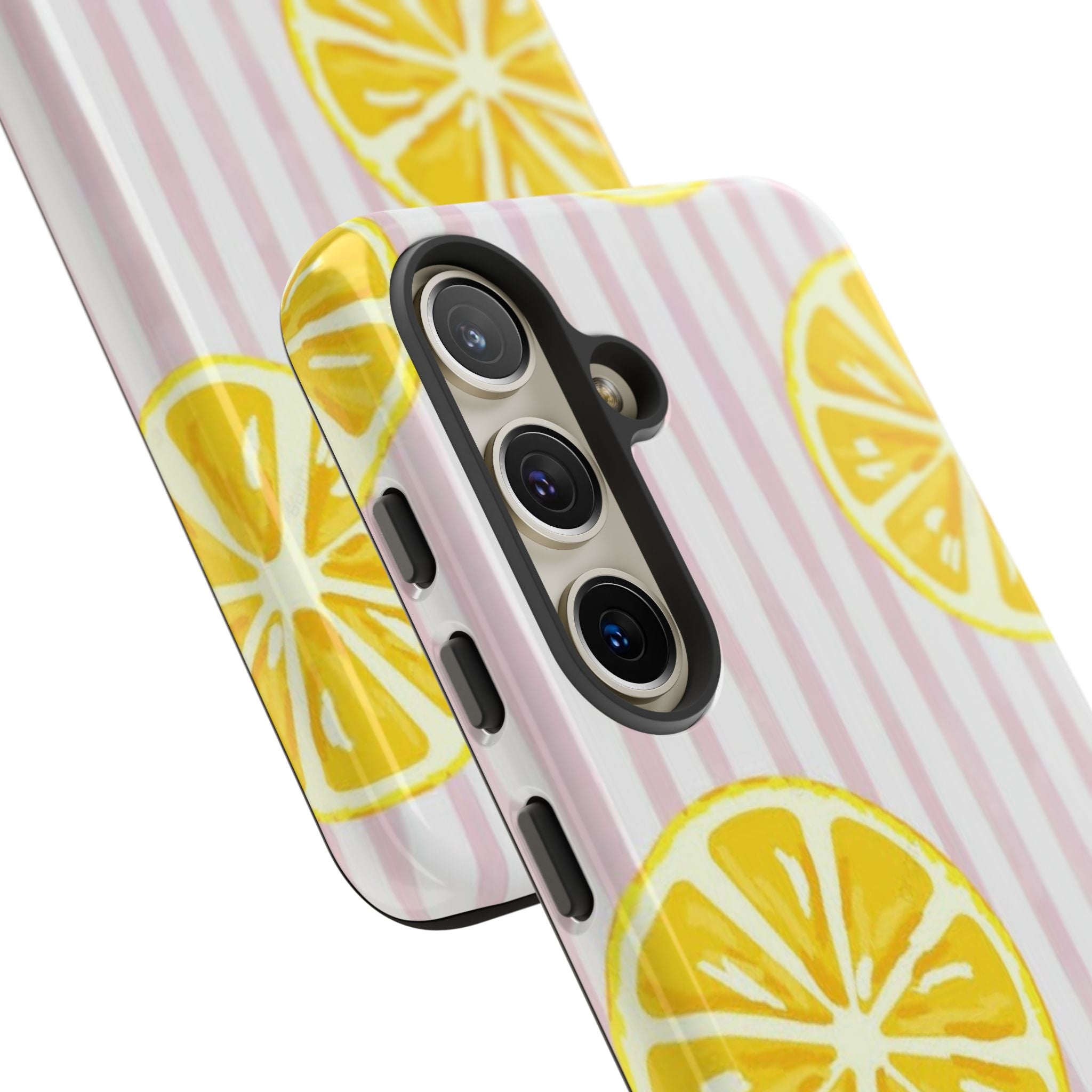 Lemon Slices Tough Case — Cute Pink Stripe Phone Cover