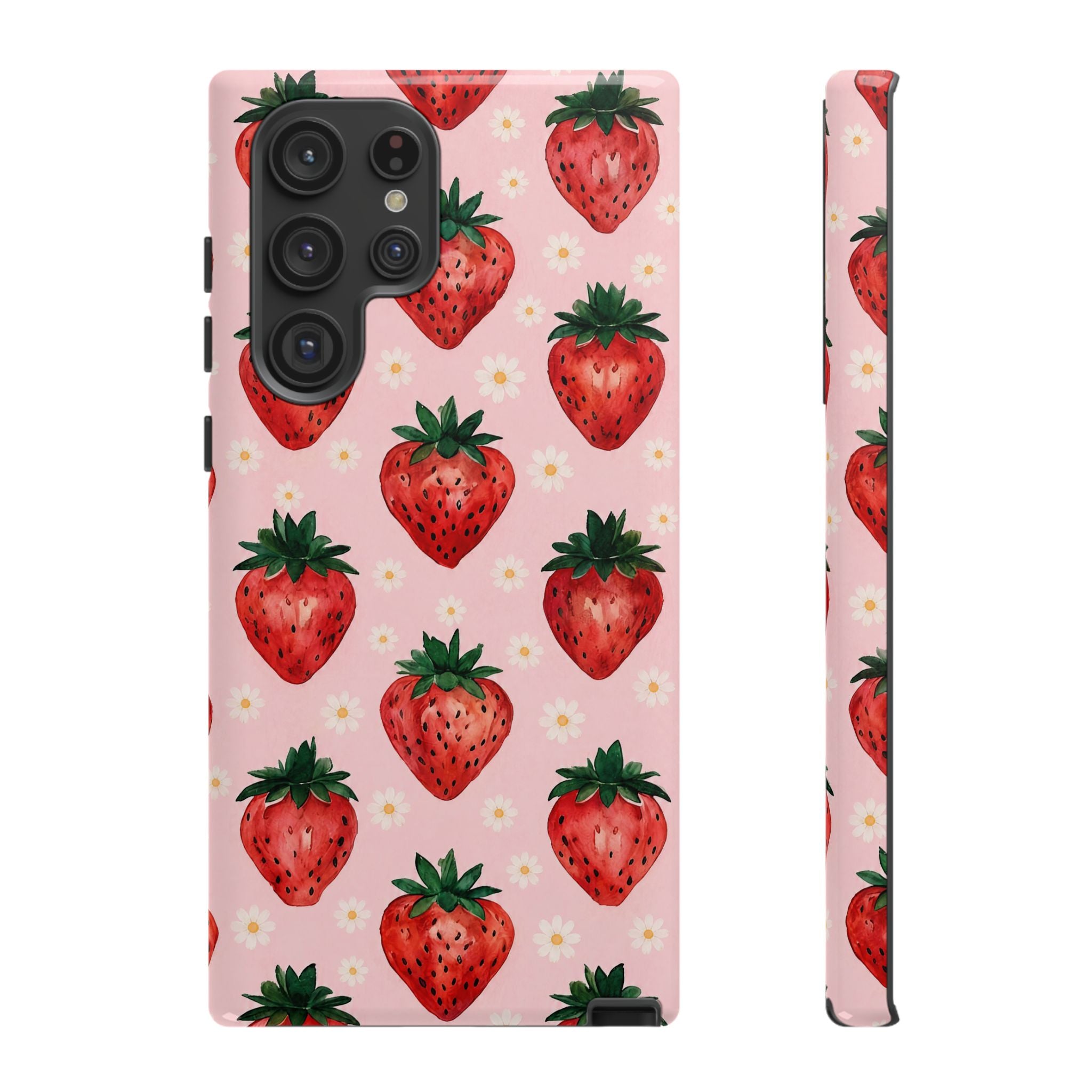 Strawberry Pattern Tough Case — Cute Pink Fruit Phone Case