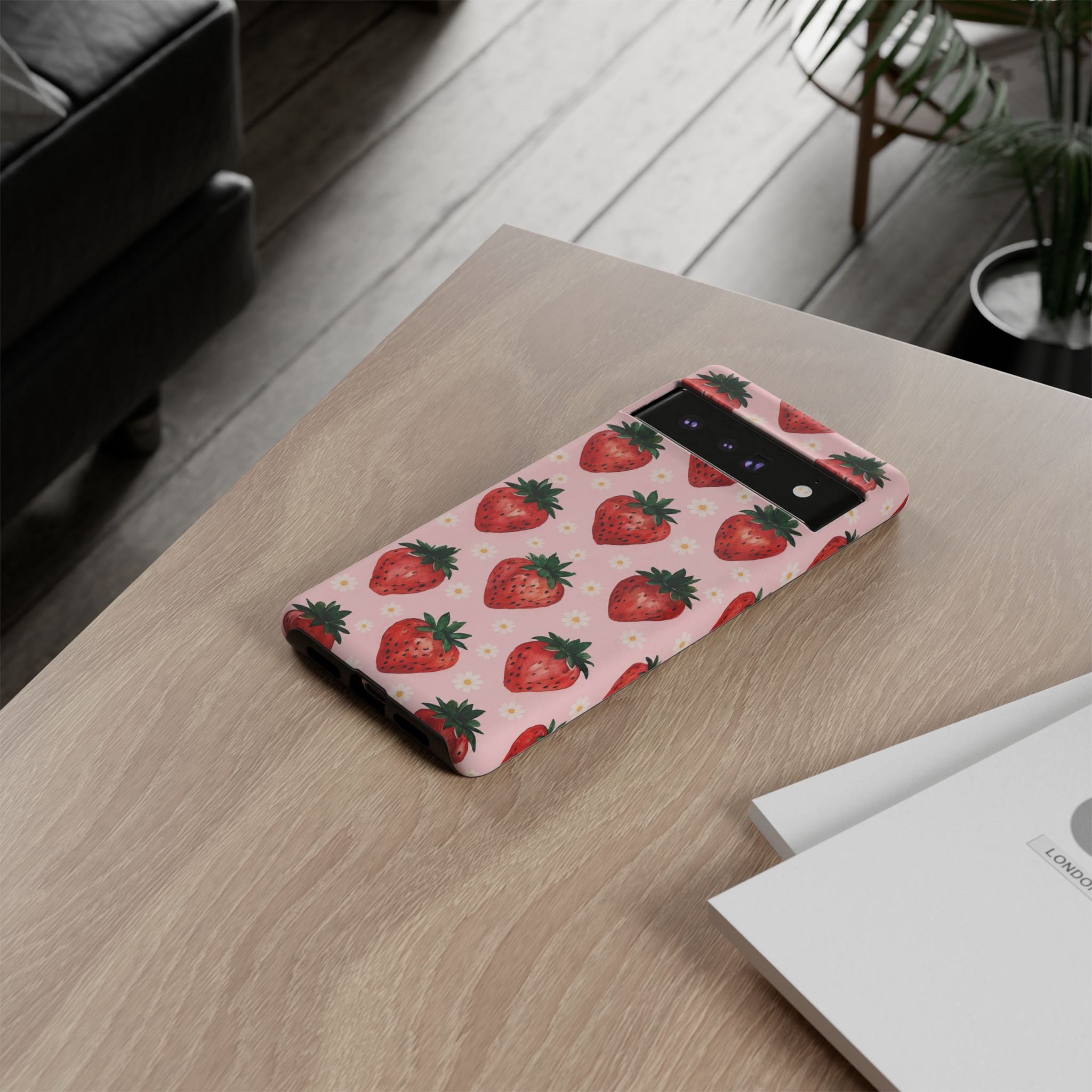 Strawberry Pattern Tough Case — Cute Pink Fruit Phone Case