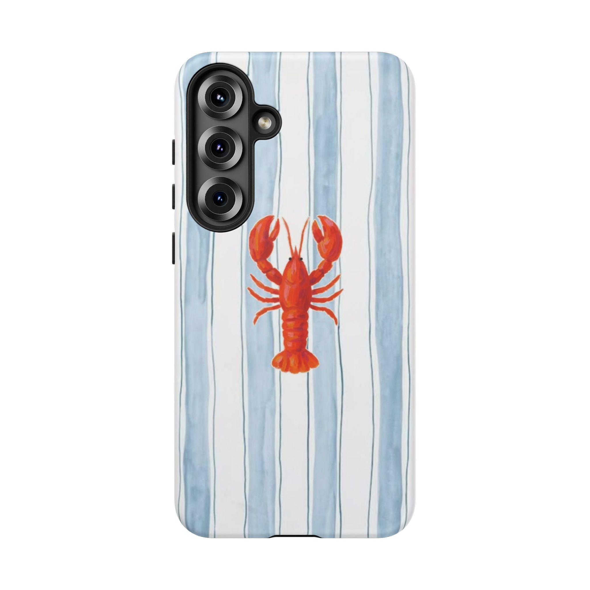 Lobster Stripe Phone Case — Nautical Blue & White Protective Cover
