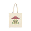 Did You Really Beam Me Up? UFO Tote Bag - Cute Retro Alien Abduction Canvas Shopper