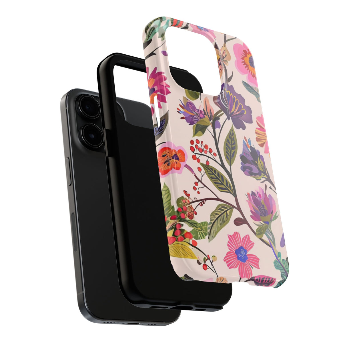 Floral Tough Phone Case – Colorful Botanical Flower Design