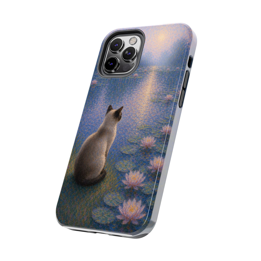 Siamese Cat by Moonlight Tough Phone Case – Waterlily Dream Protective Cover