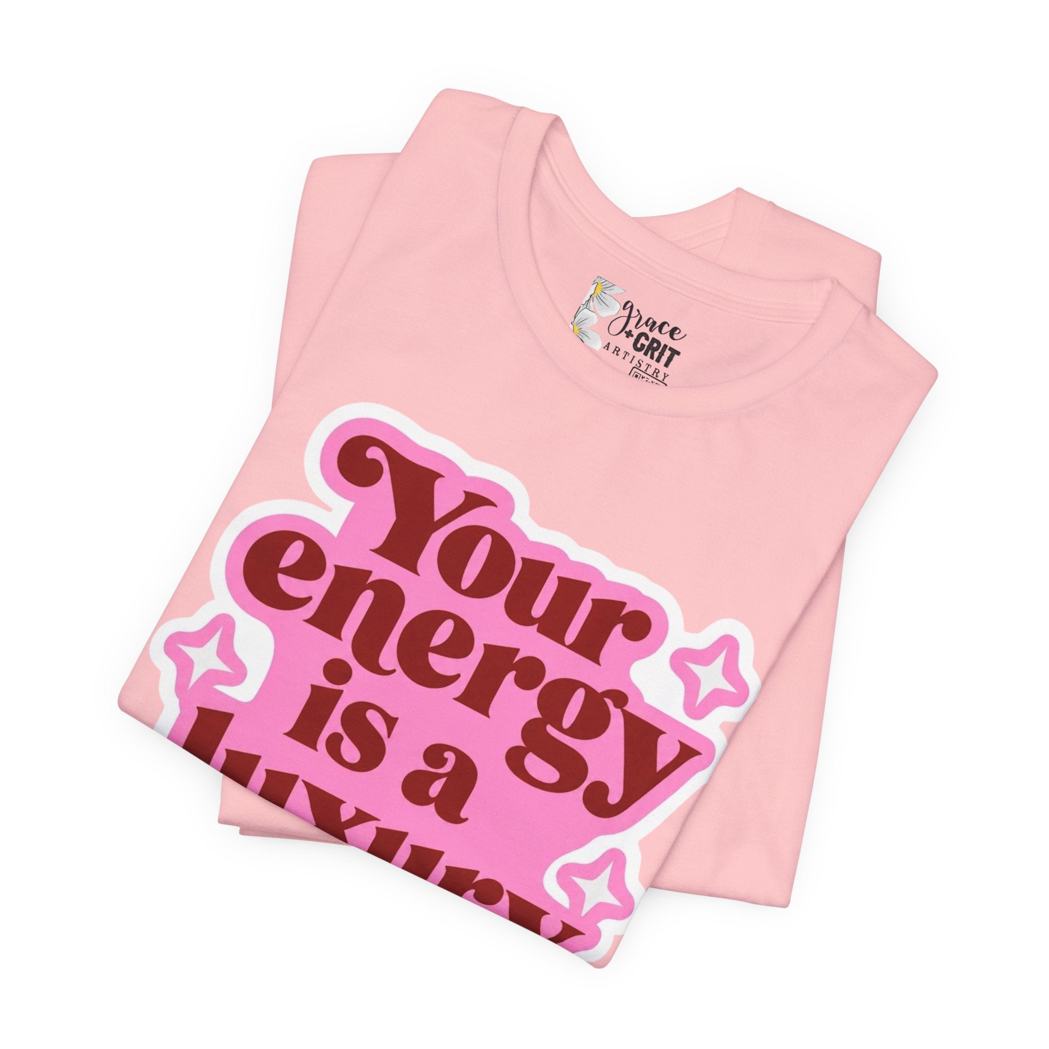 Your energy is a luxury item Tee | Retro Pink Typography T-Shirt