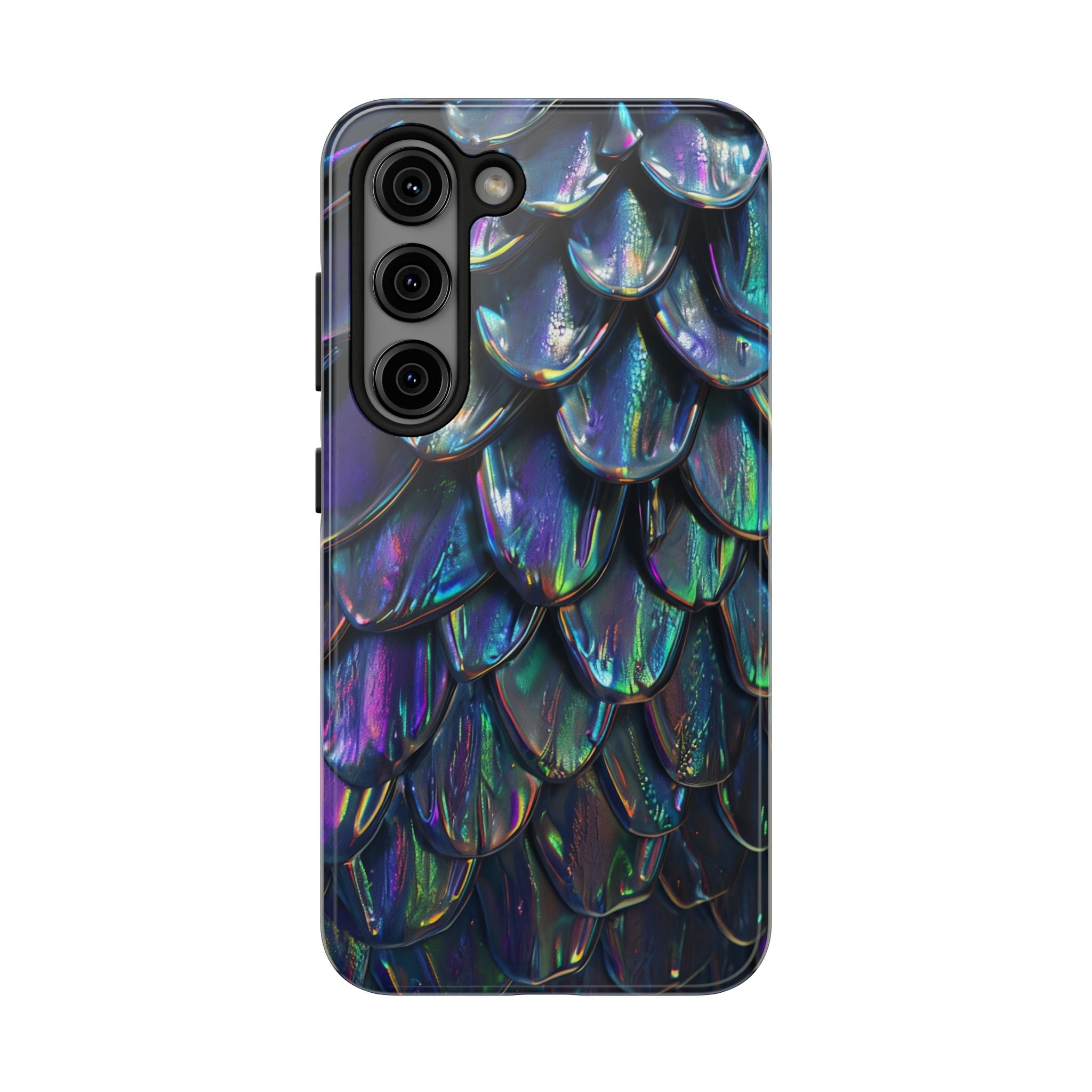 Holographic Mermaid Scale Tough Phone Case — Iridescent Protective Phone Cover