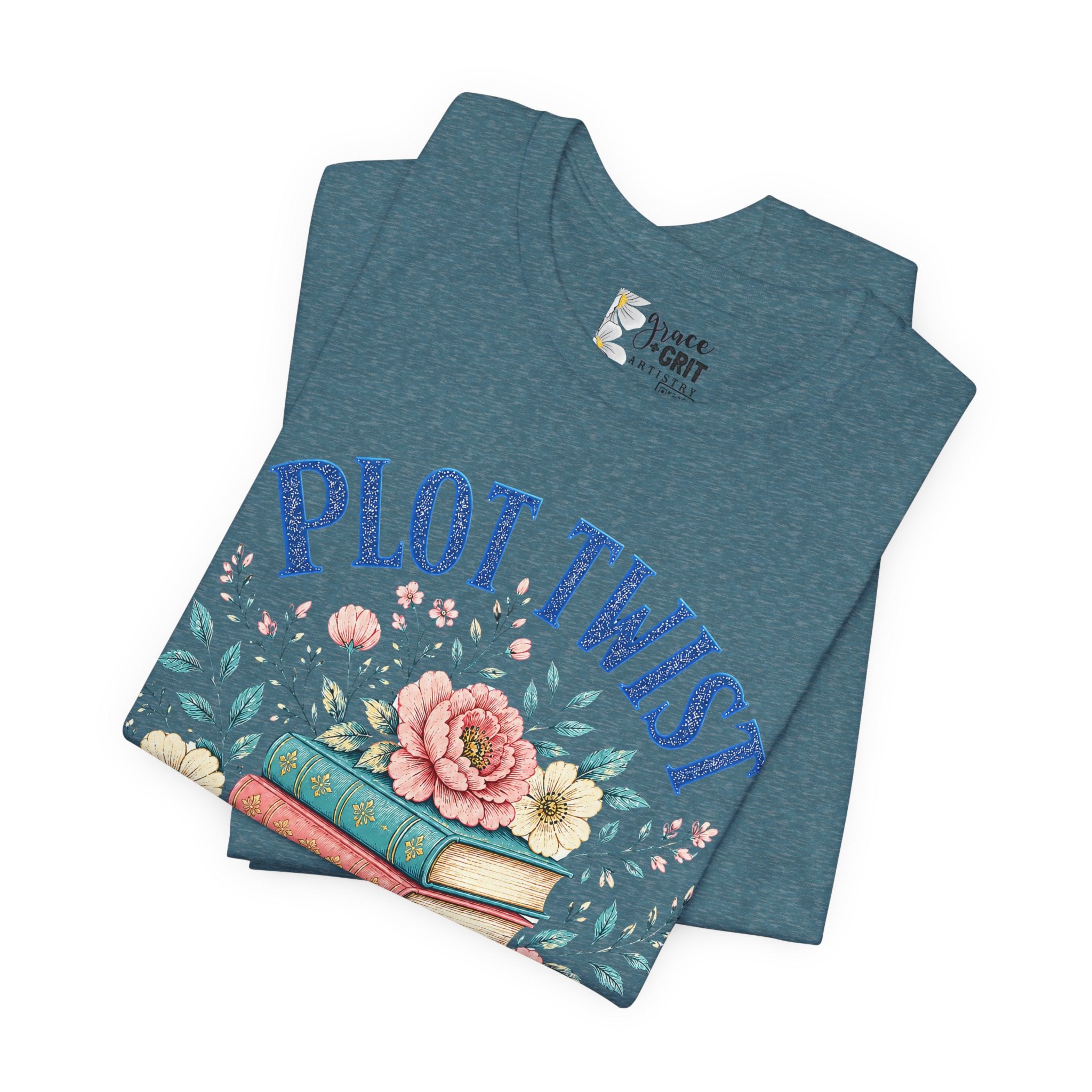 Plot Twist Survivor Tee — Floral Books Graphic T-Shirt for Book Lovers