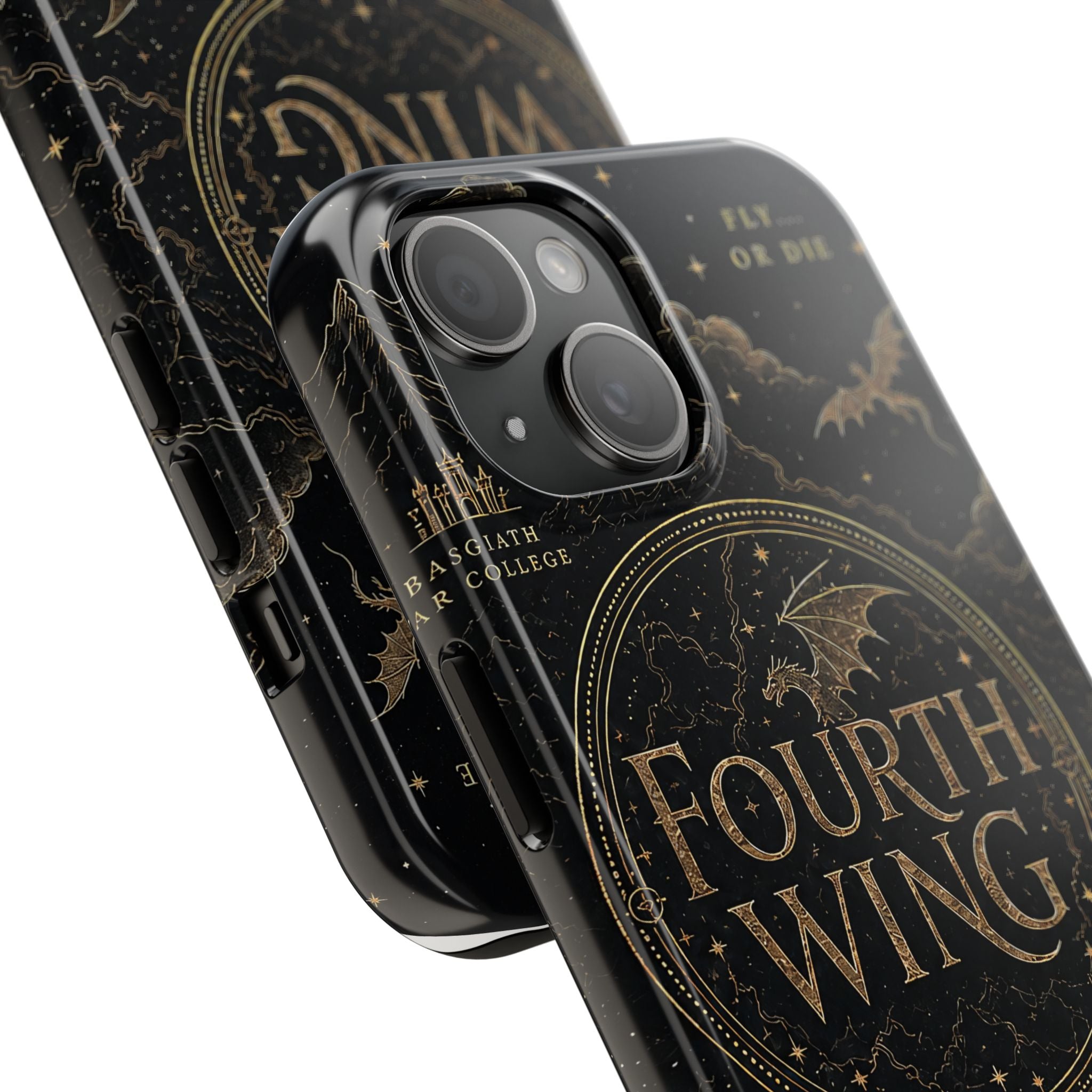 Fourth Wing Tough Phone Case — Dark Fantasy Dragon Design, 'Fly or Die' Quote