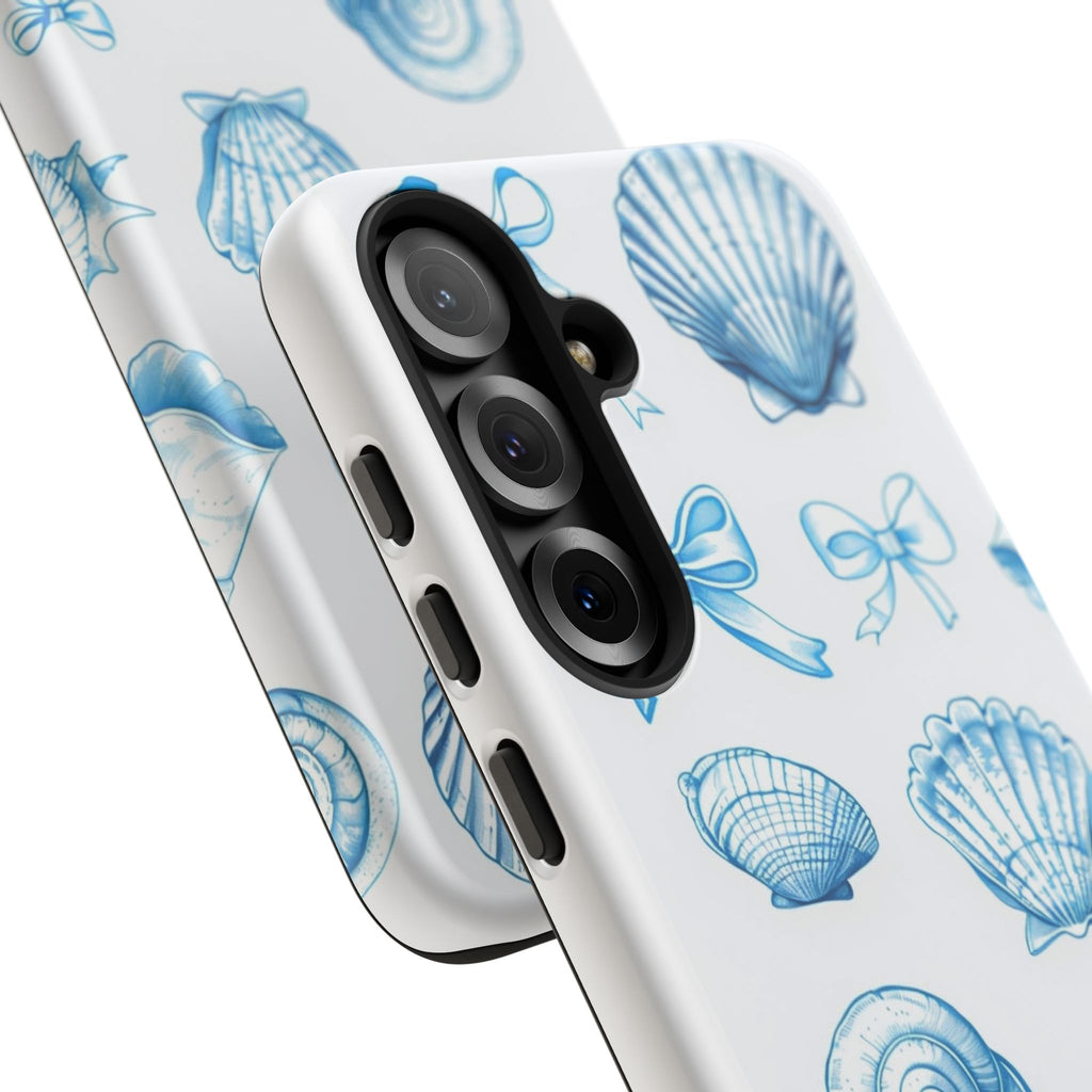 Seaside Shells Phone Case — Blue Nautical Shell & Starfish Pattern