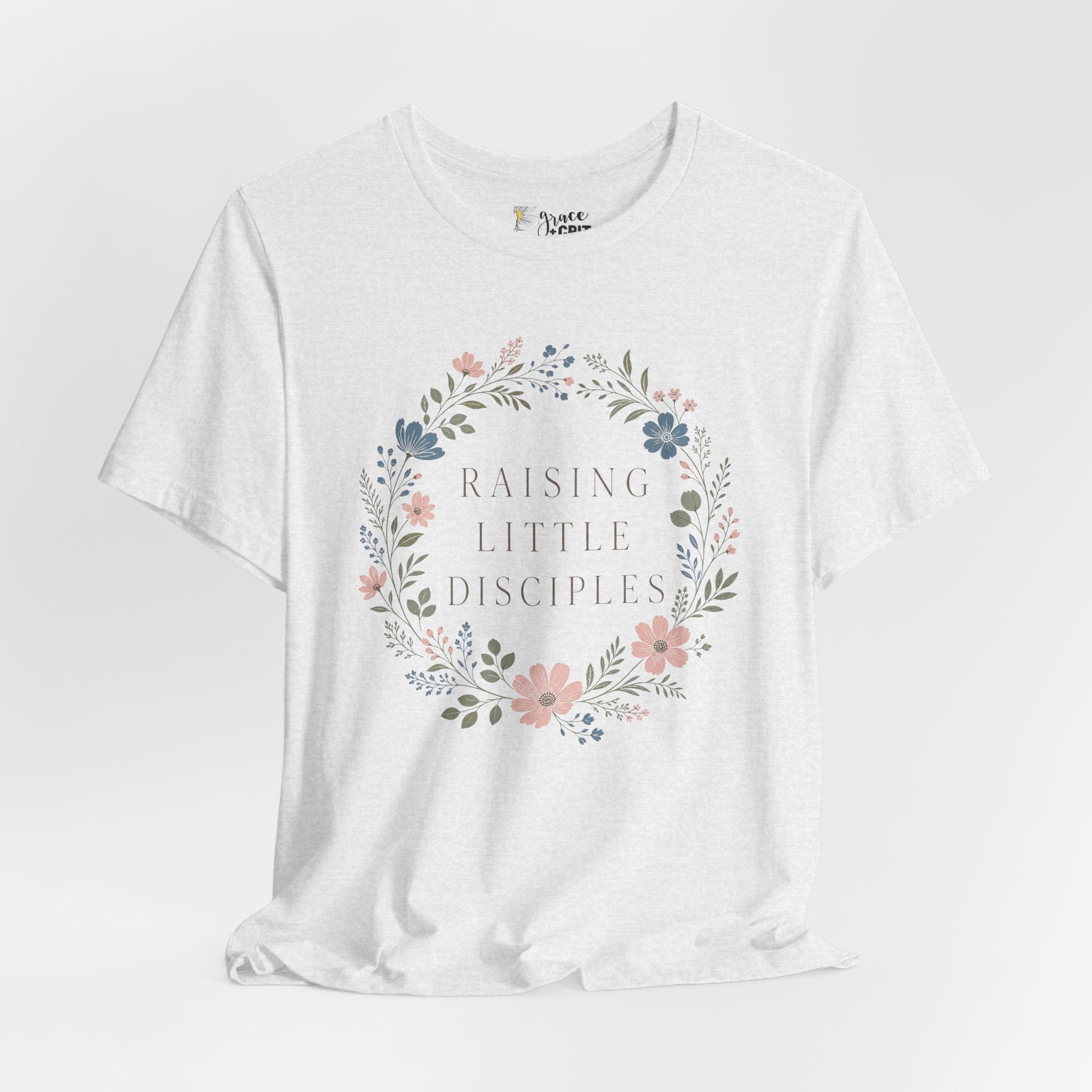 T-Shirt — "Raising Little Disciples" Floral Kids Ministry Tee