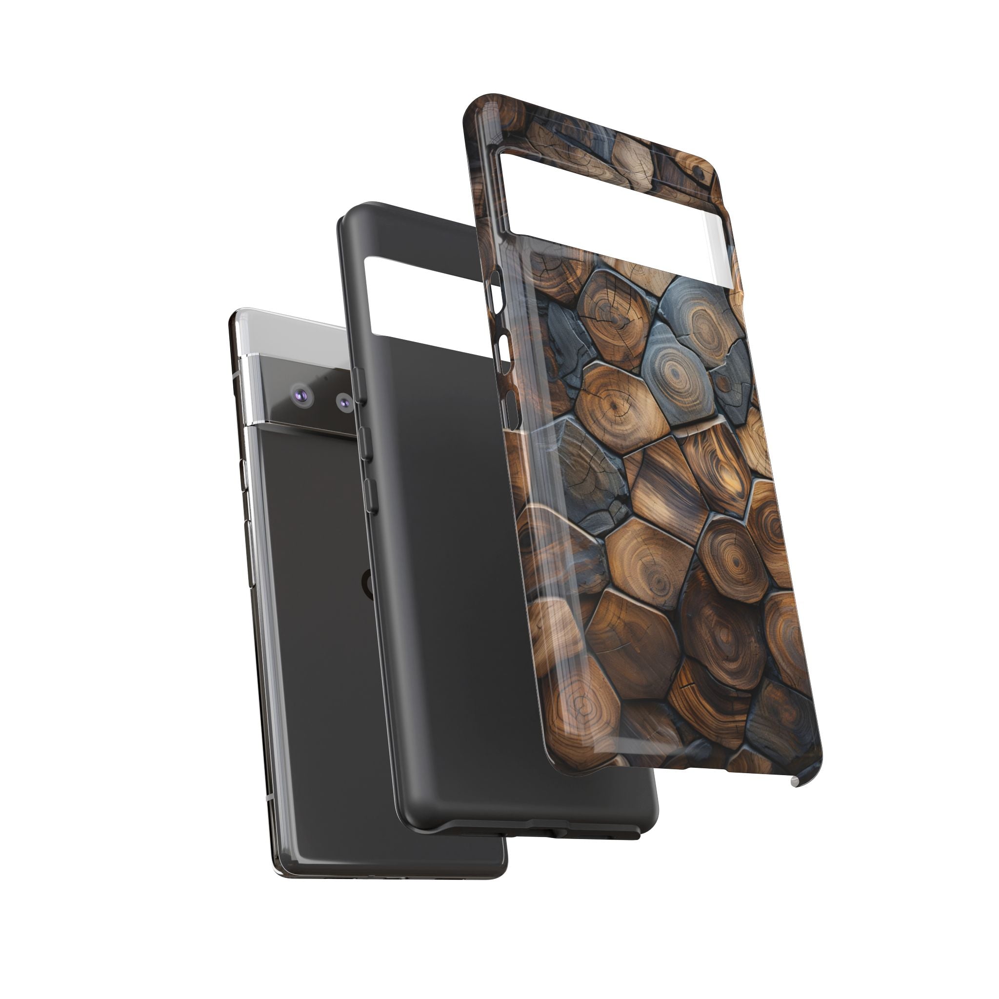 Wood Grain Hex Phone Case — Rustic Geometric iPhone Protection