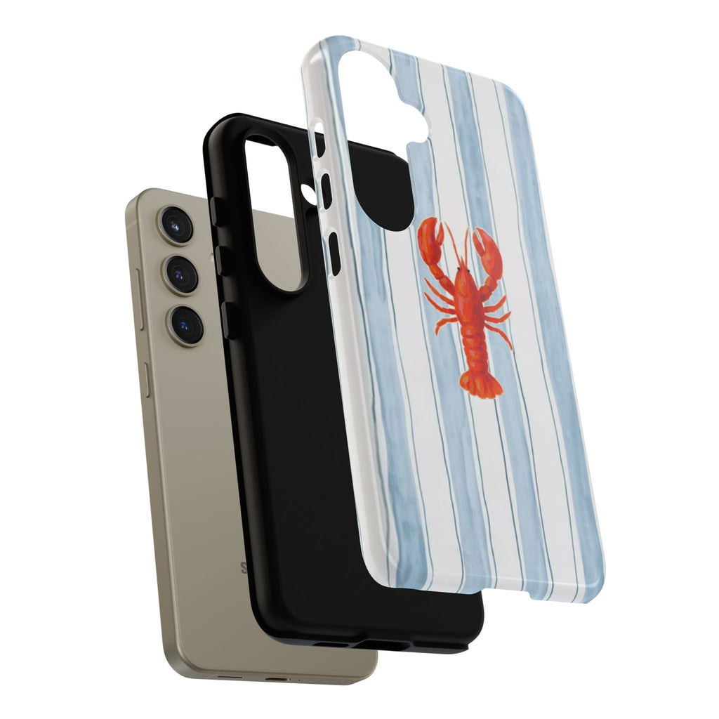 Lobster Stripe Phone Case — Nautical Blue & White Protective Cover