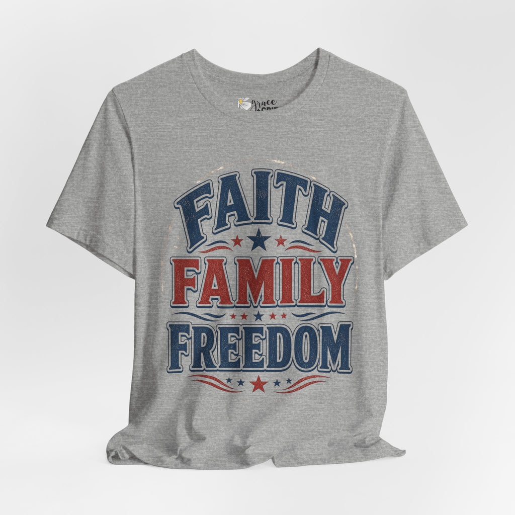 Faith Family Freedom Tee – Patriotic Vintage Graphic T-Shirt