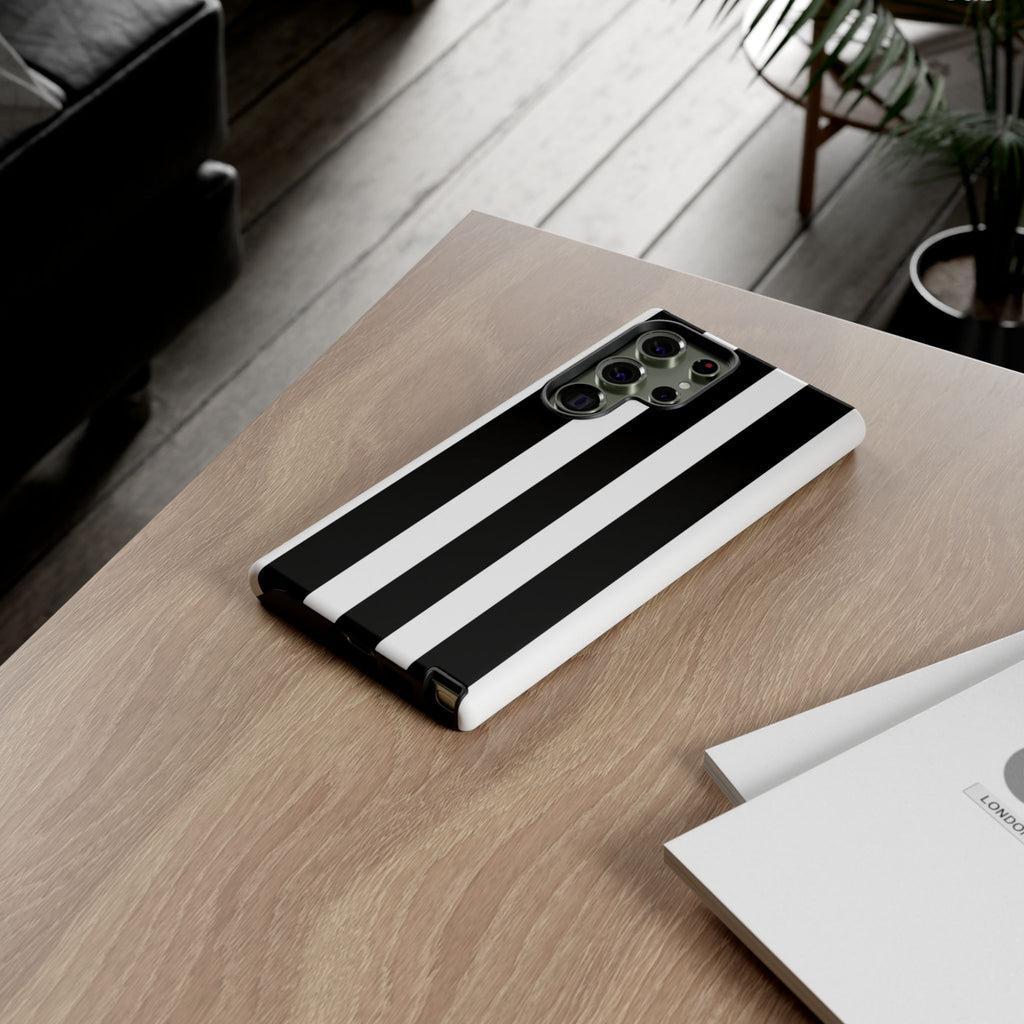 Black & White Vertical Stripe Phone Case — Tough Protective iPhone Cover