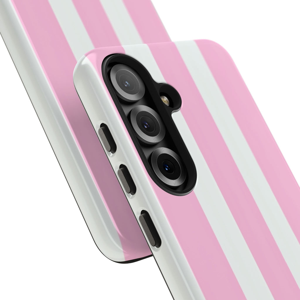Pink & White Stripe Tough Phone Case — Protective Stripe iPhone Cover