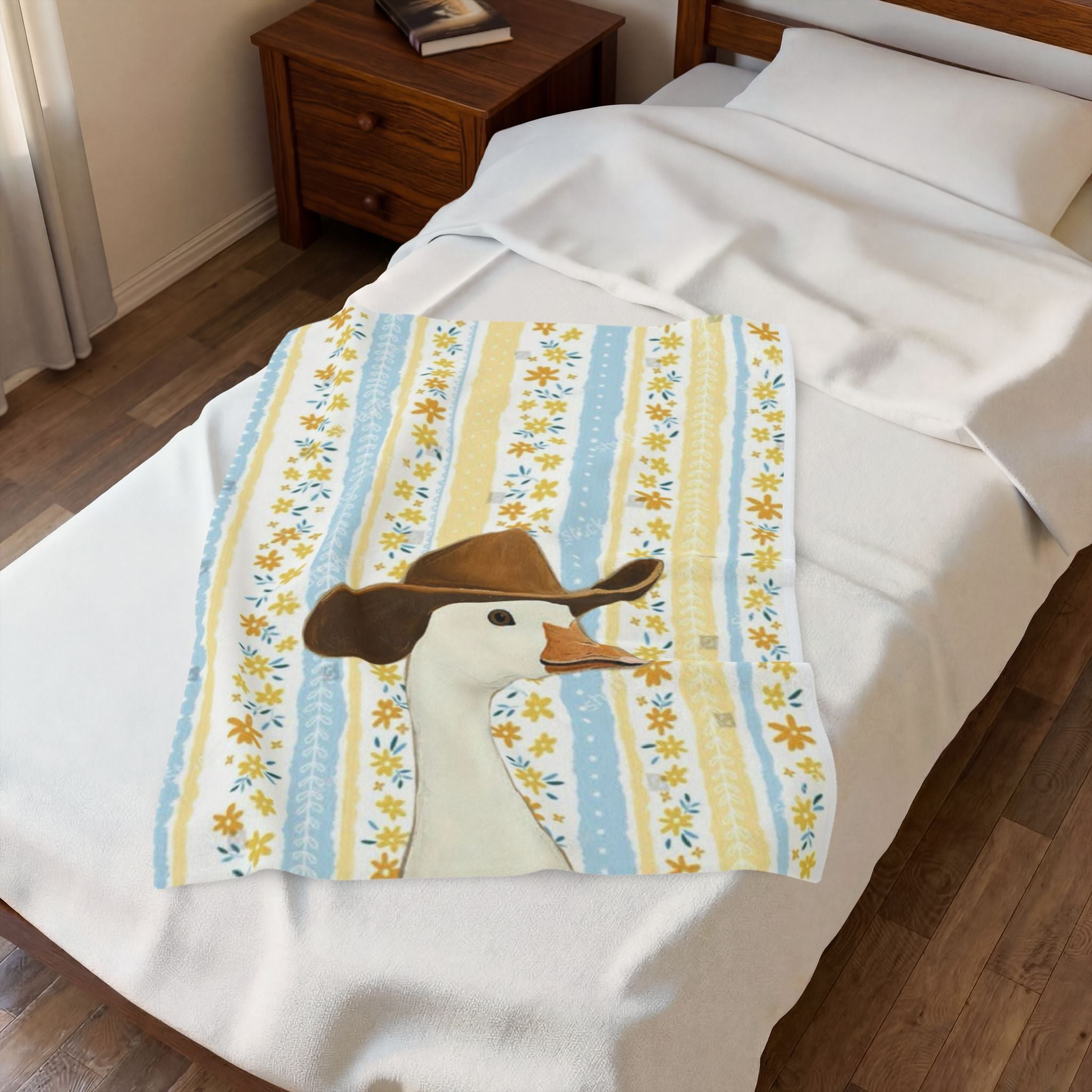 Cowboy Goose Velveteen Plush Blanket – Cute Farm Animal Throw for Nursery & Cozy Home Decor