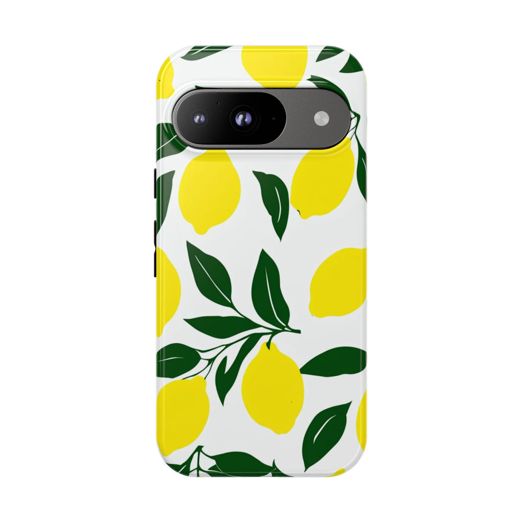 Lemon Pattern Tough Phone Case — Bright Citrus Protective Cover