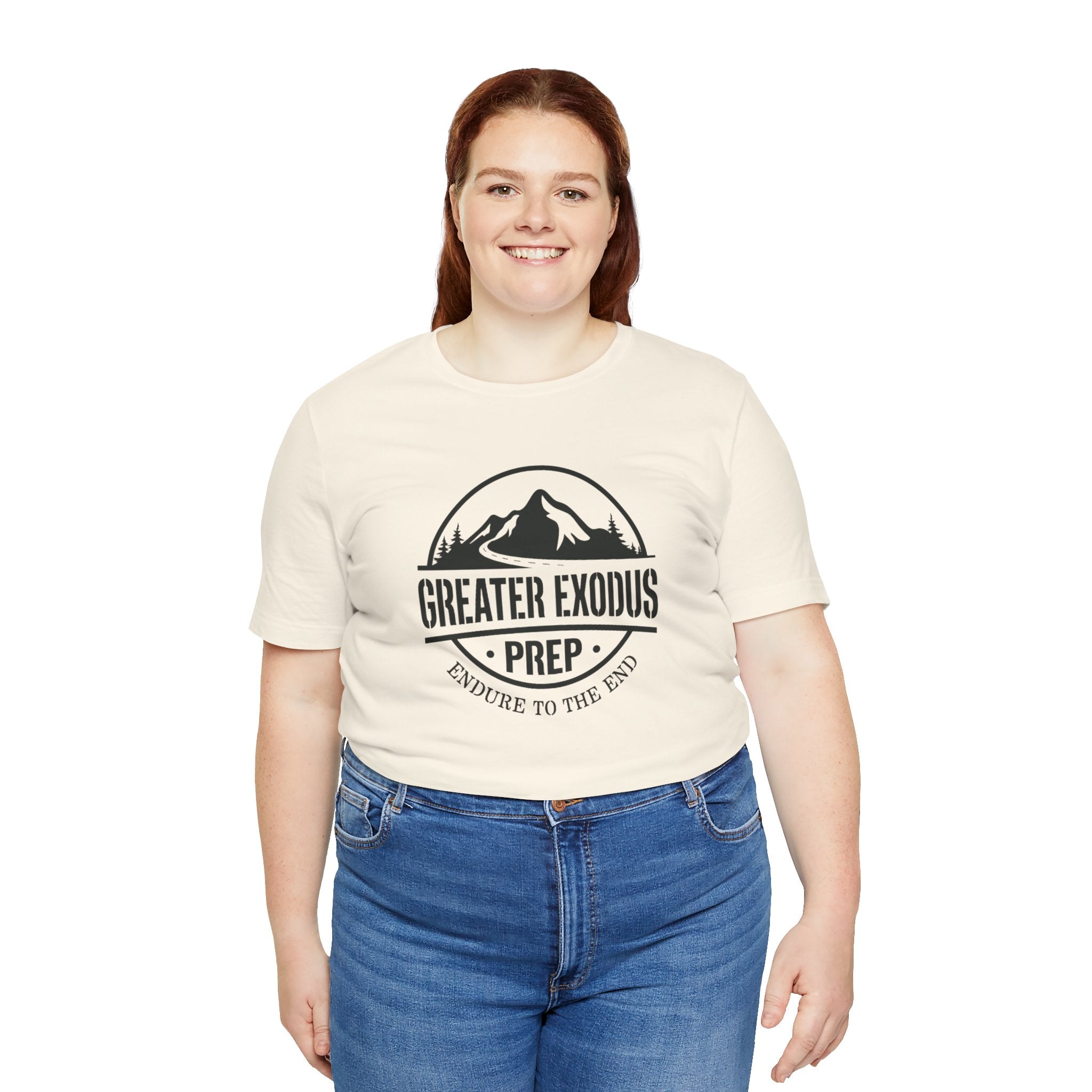 Greater Exodus Prep T-Shirt — Mountain Logo “Endure to the End” Adventure Tee