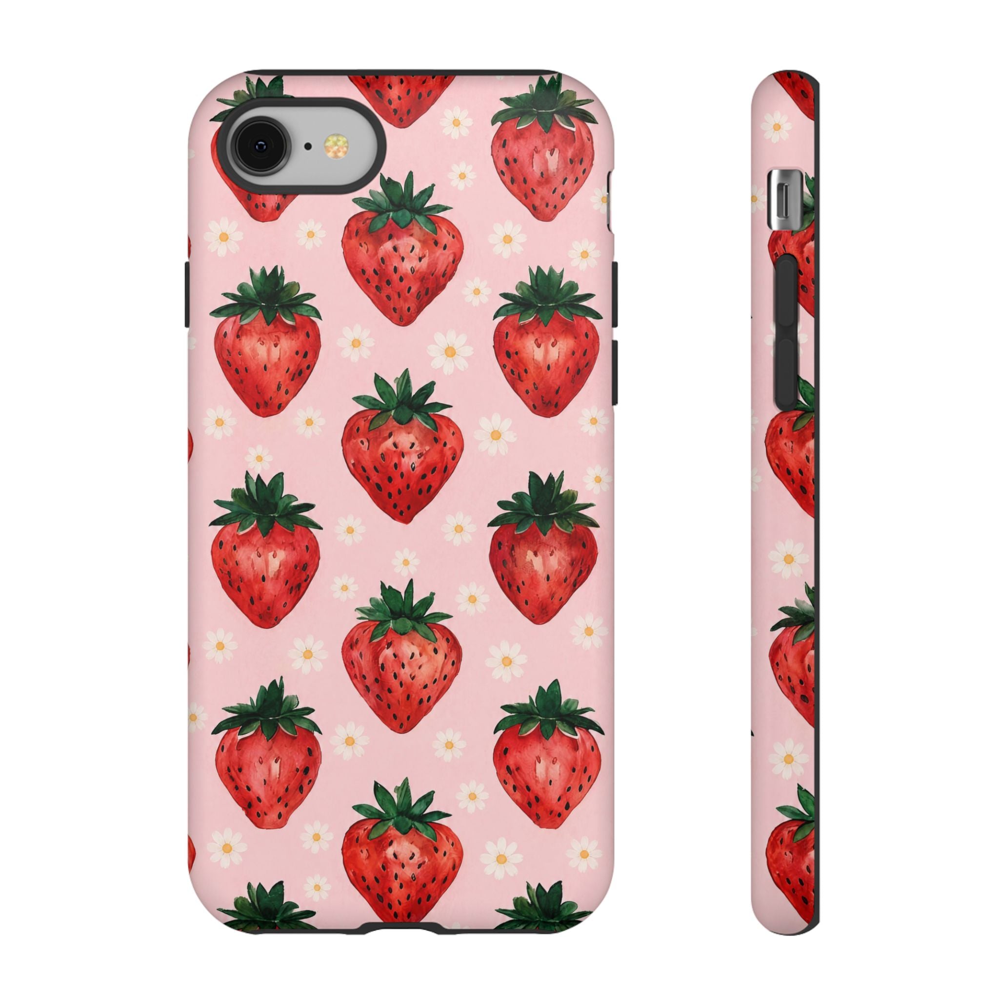Strawberry Pattern Tough Case — Cute Pink Fruit Phone Case