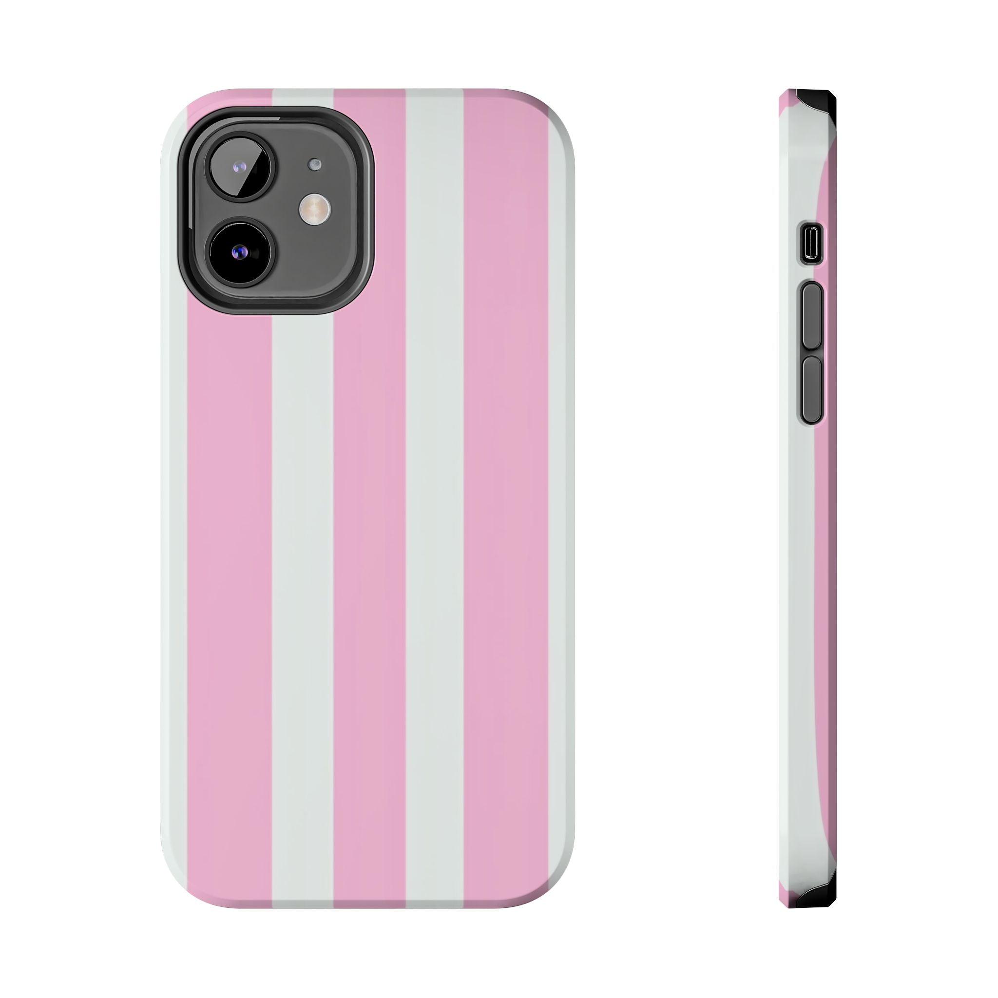 Pink & White Stripe Tough Phone Case — Protective Stripe iPhone Cover