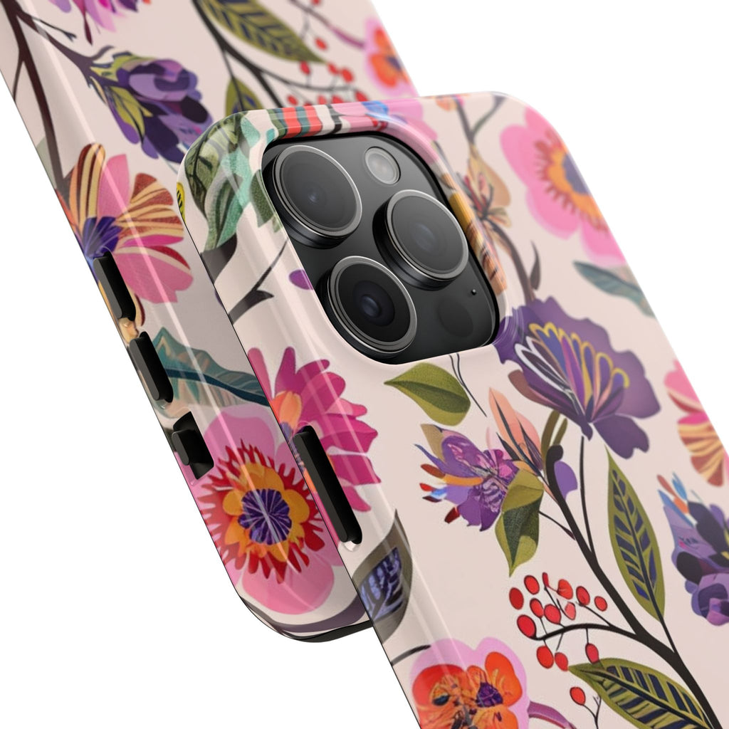 Floral Tough Phone Case – Colorful Botanical Flower Design