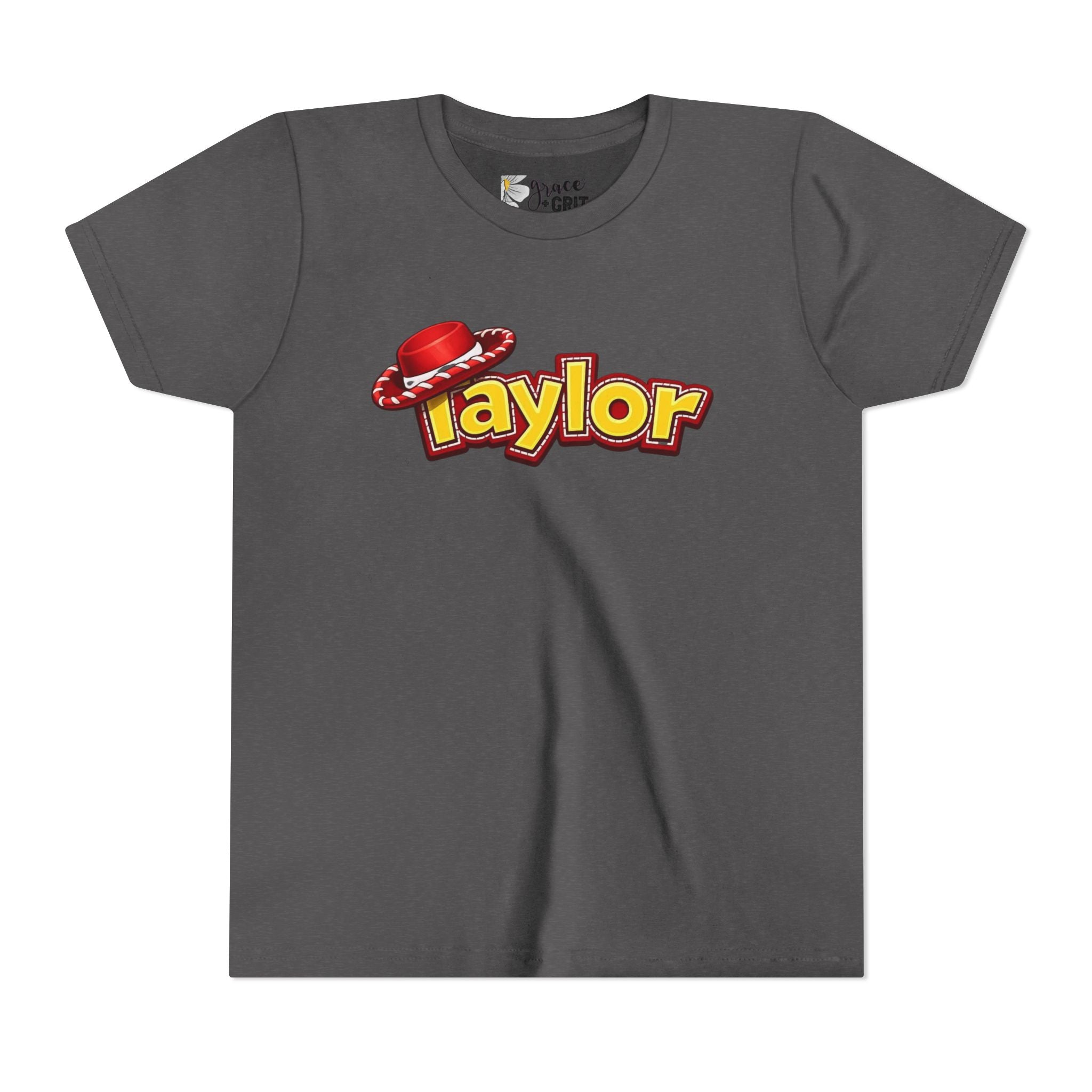 Taylor Kids Tee — Playful Name Shirt with Cowboy Hat Graphic