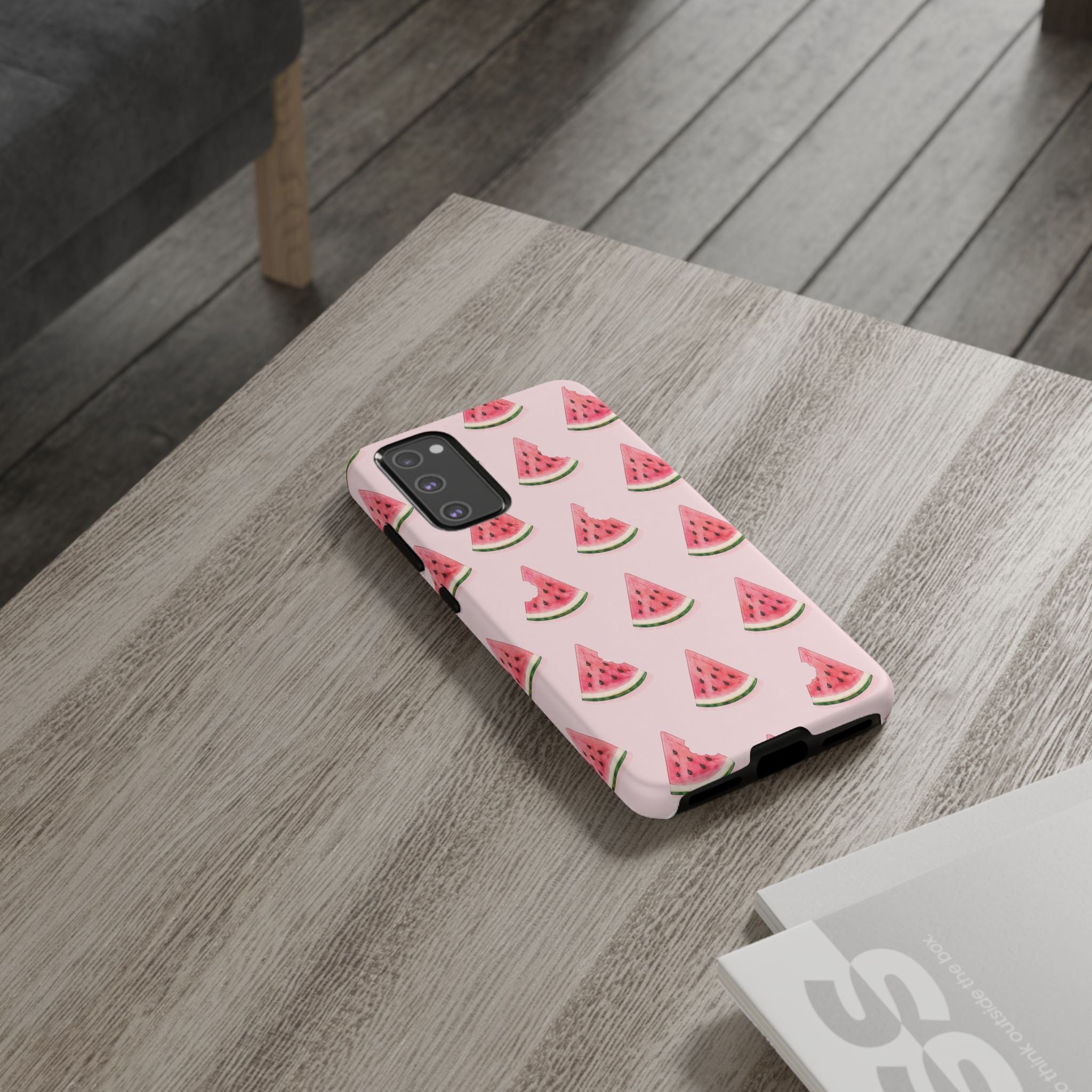 Watermelon Pattern Tough Phone Case — Pink Fruit Slice Protective Case