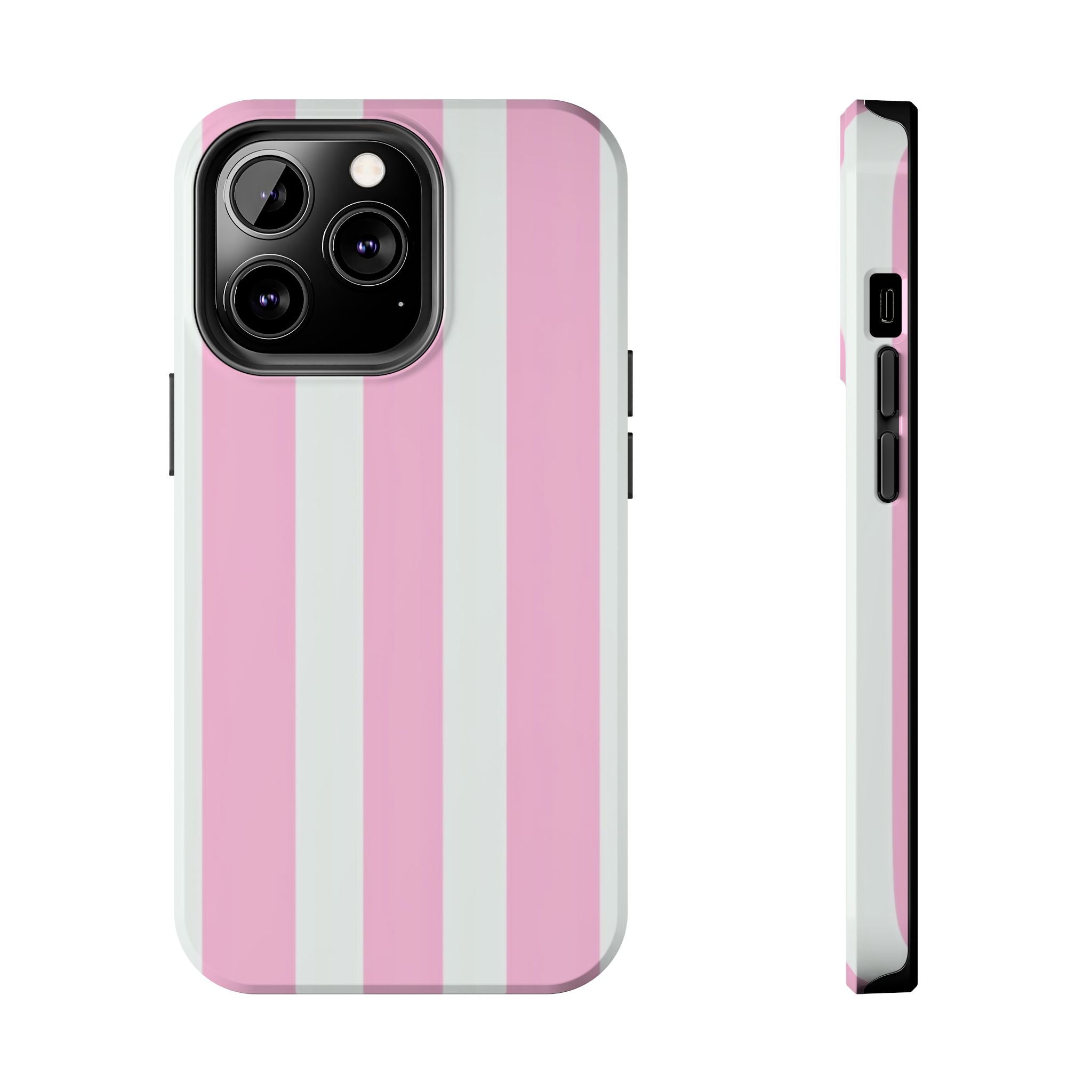 Pink & White Stripe Tough Phone Case — Protective Stripe iPhone Cover