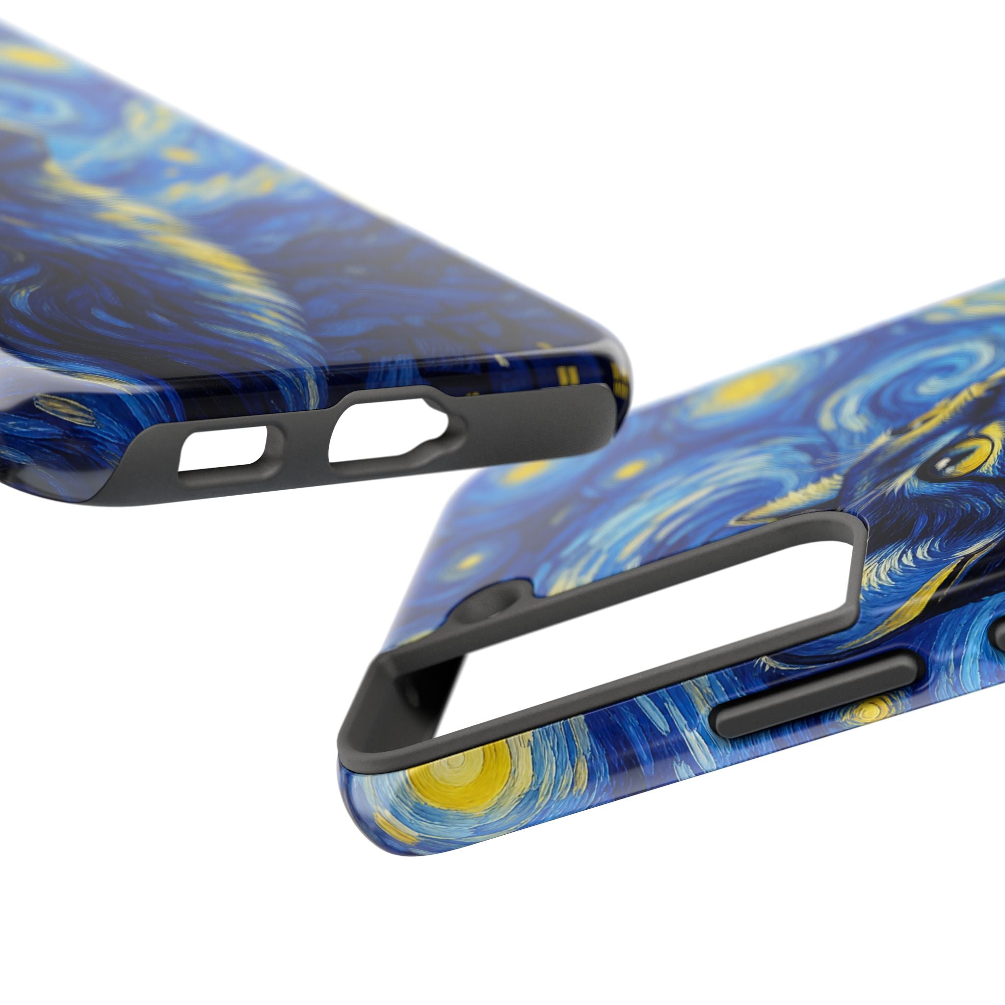 Starry Night Cat Tough Phone Case — Van Gogh Style Galaxy Kitten Protective Cover