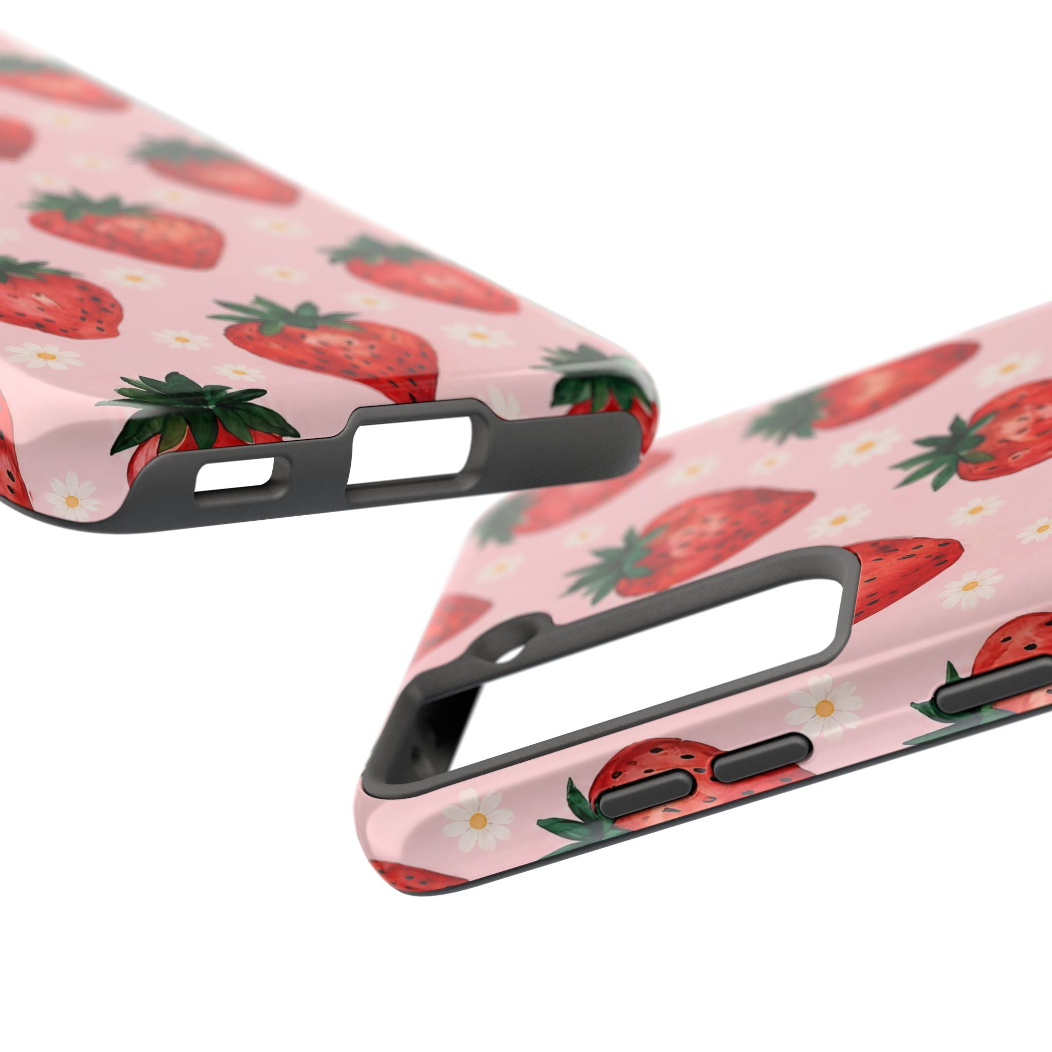 Strawberry Pattern Tough Phone Case — Cute Pink Fruit iPhone/Android Protection
