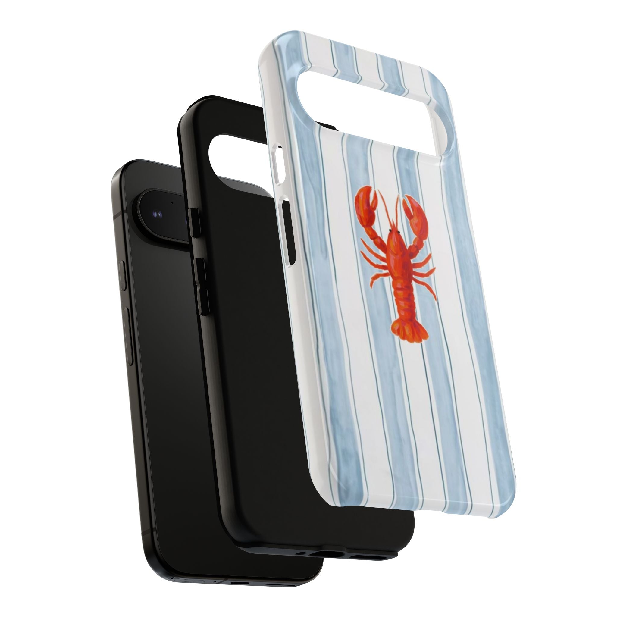Lobster Stripe Phone Case — Nautical Blue & White Protective Cover