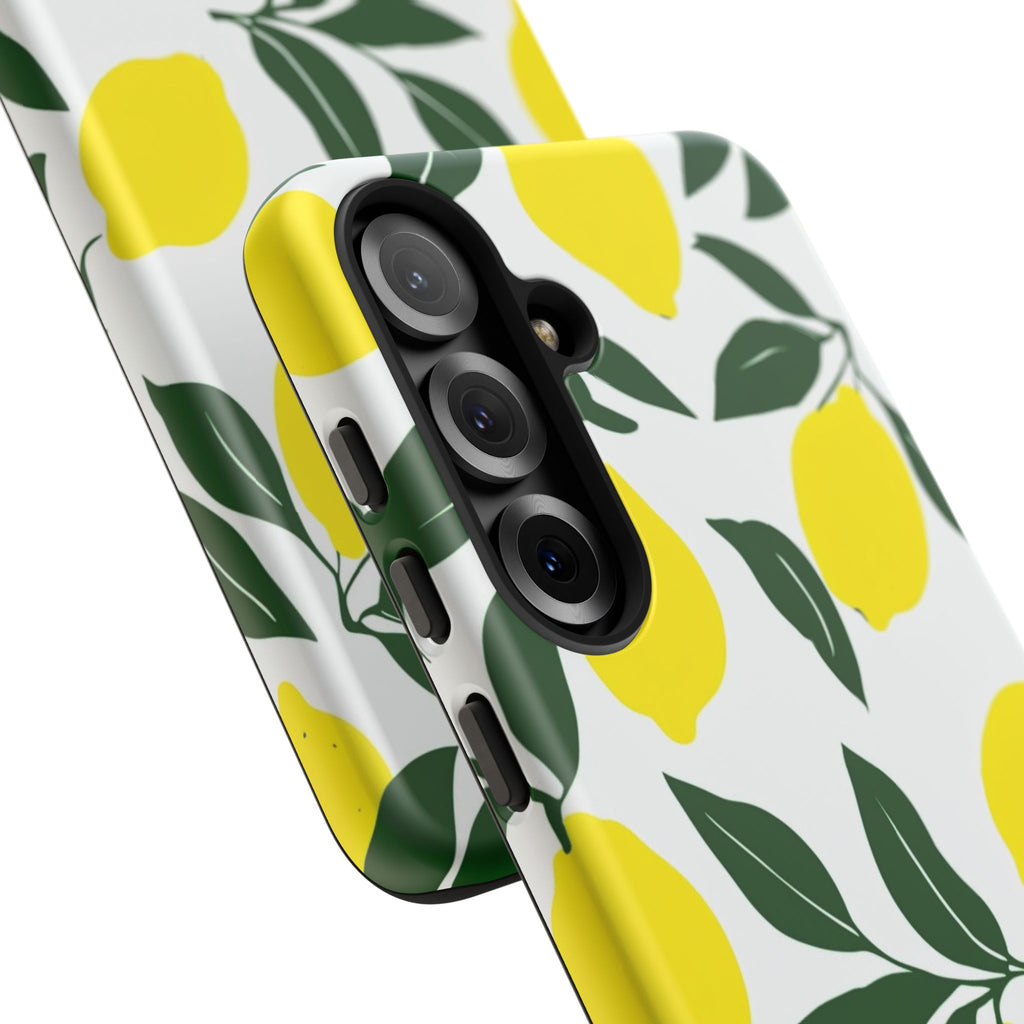 Lemon Pattern Tough Phone Case — Bright Citrus Protective Cover