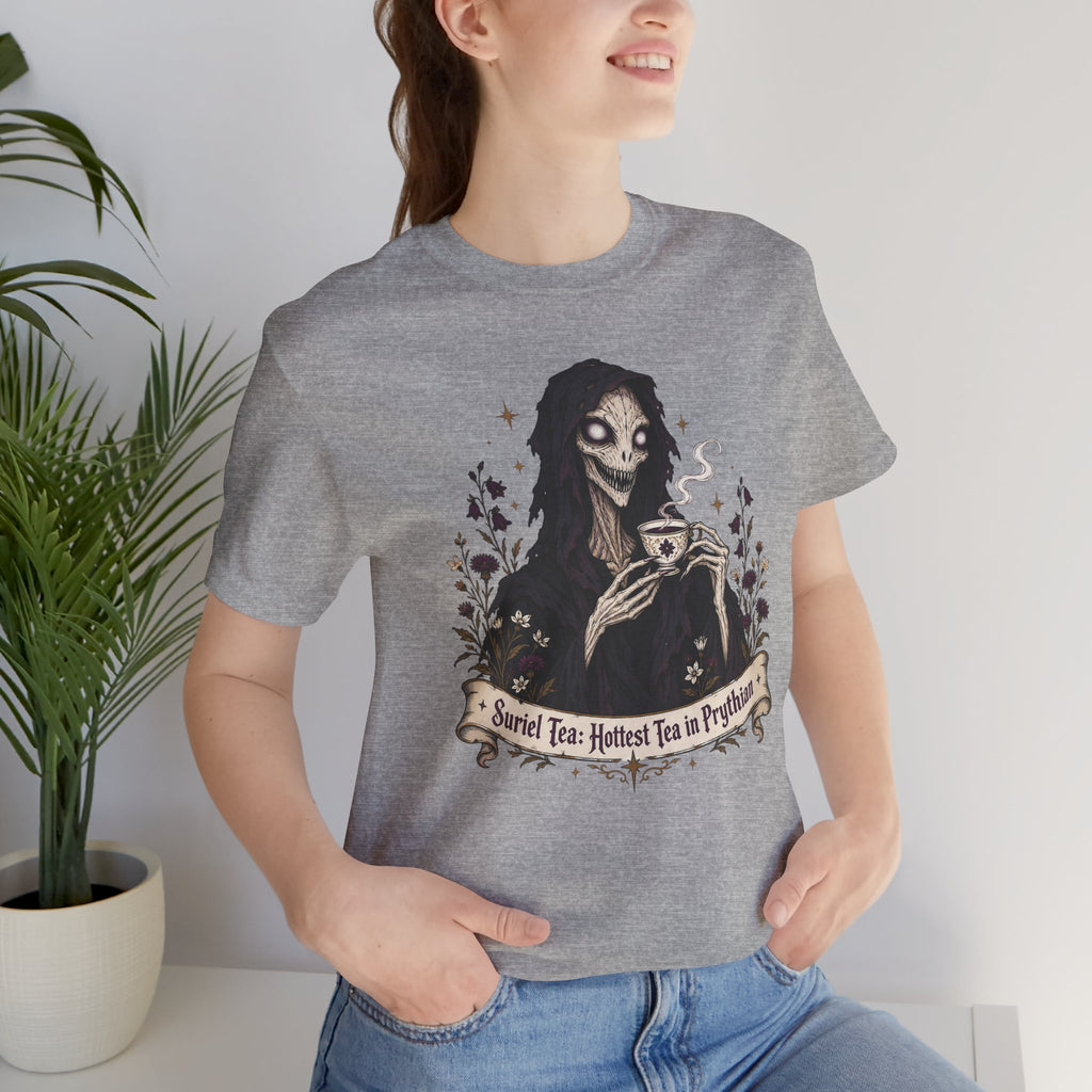 Gothic Reaper Tea T-Shirt — "Sorrel Tea: Hottest Tea in Purgatorium" Graphic Tee