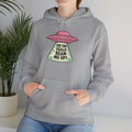 Alien UFO Hoodie — "Did You Really Beam Me Up?" Cute Retro Graphic Sweatshirt
