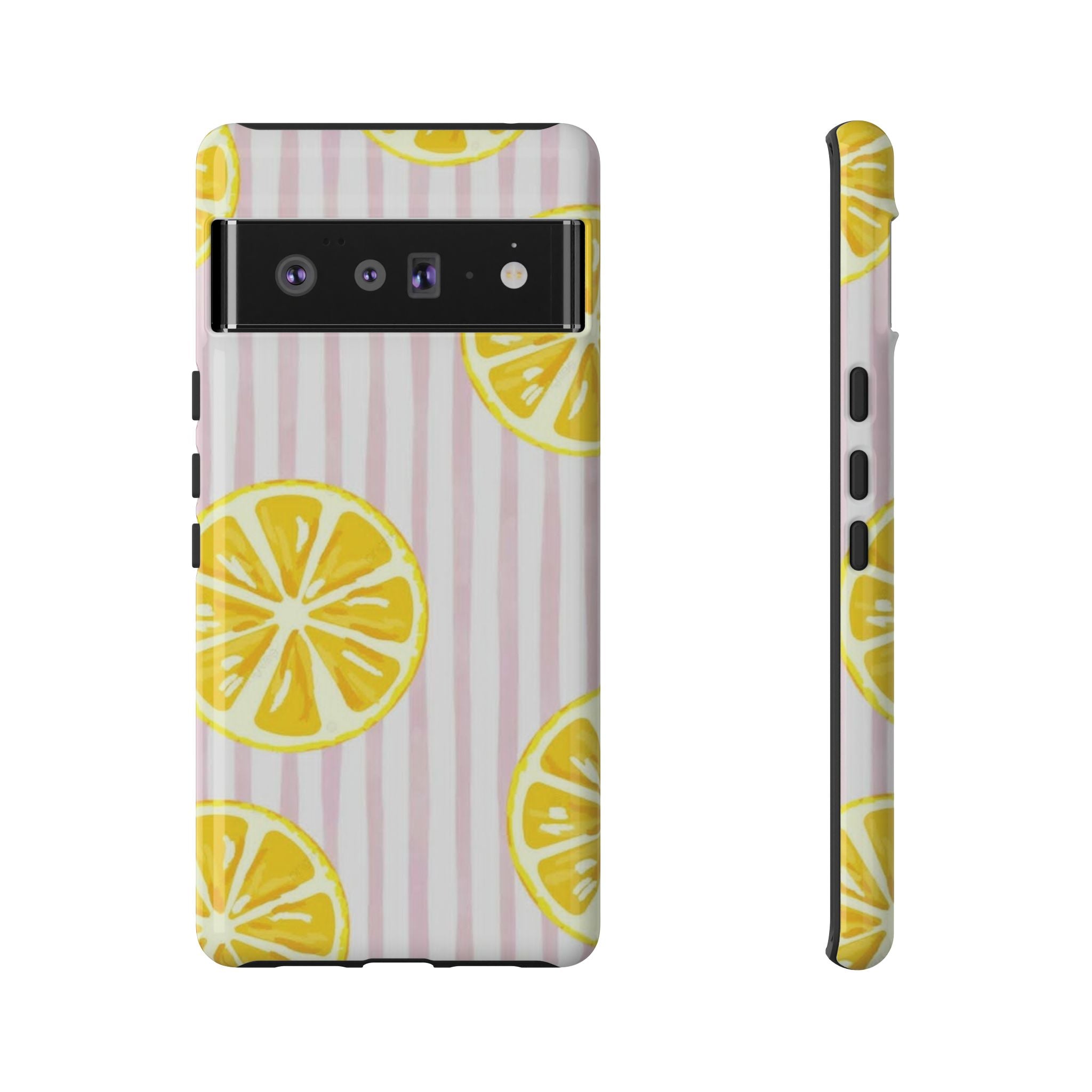 Lemon Slices Tough Case — Cute Pink Stripe Phone Cover