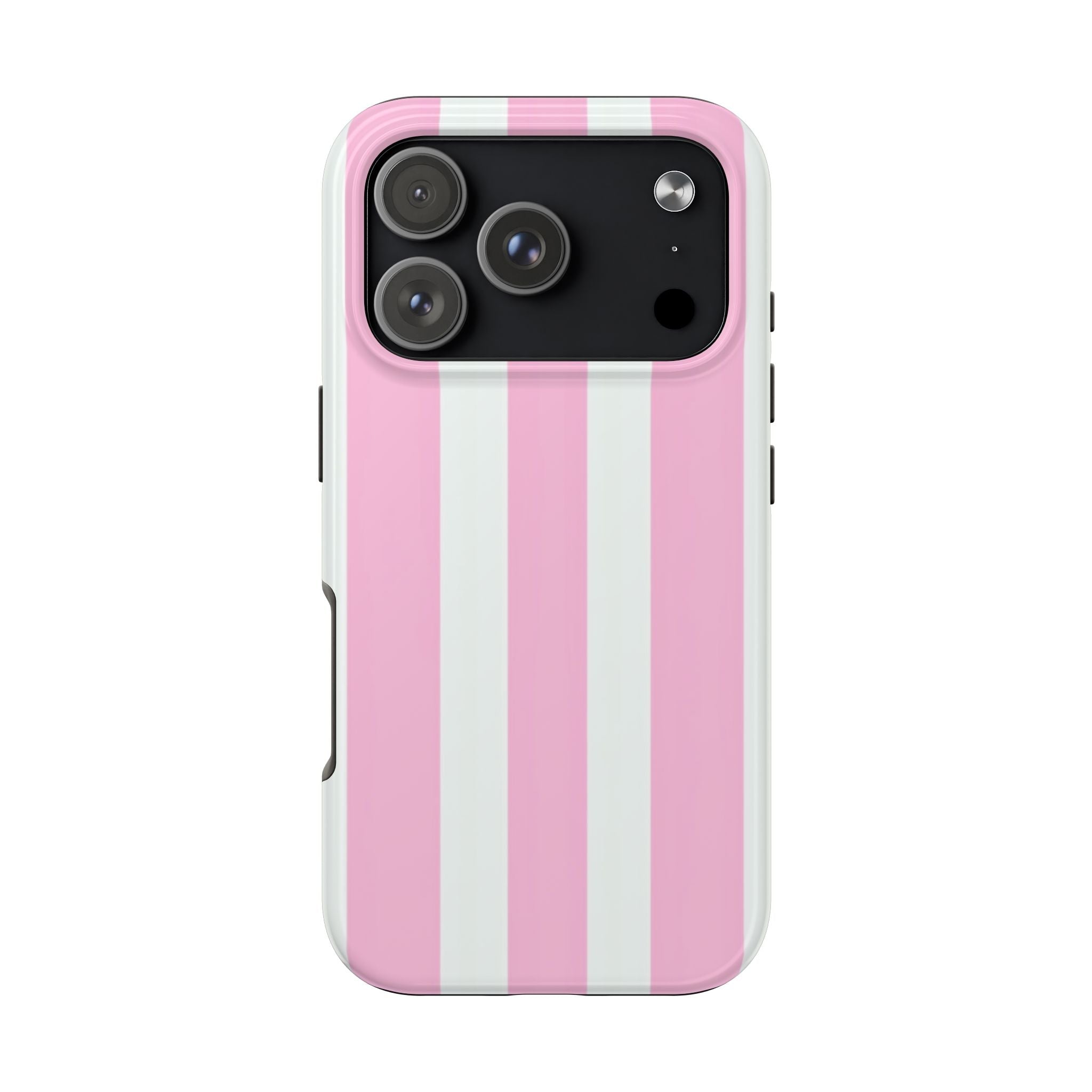 Pink & White Stripe Tough Phone Case — Protective Stripe iPhone Cover
