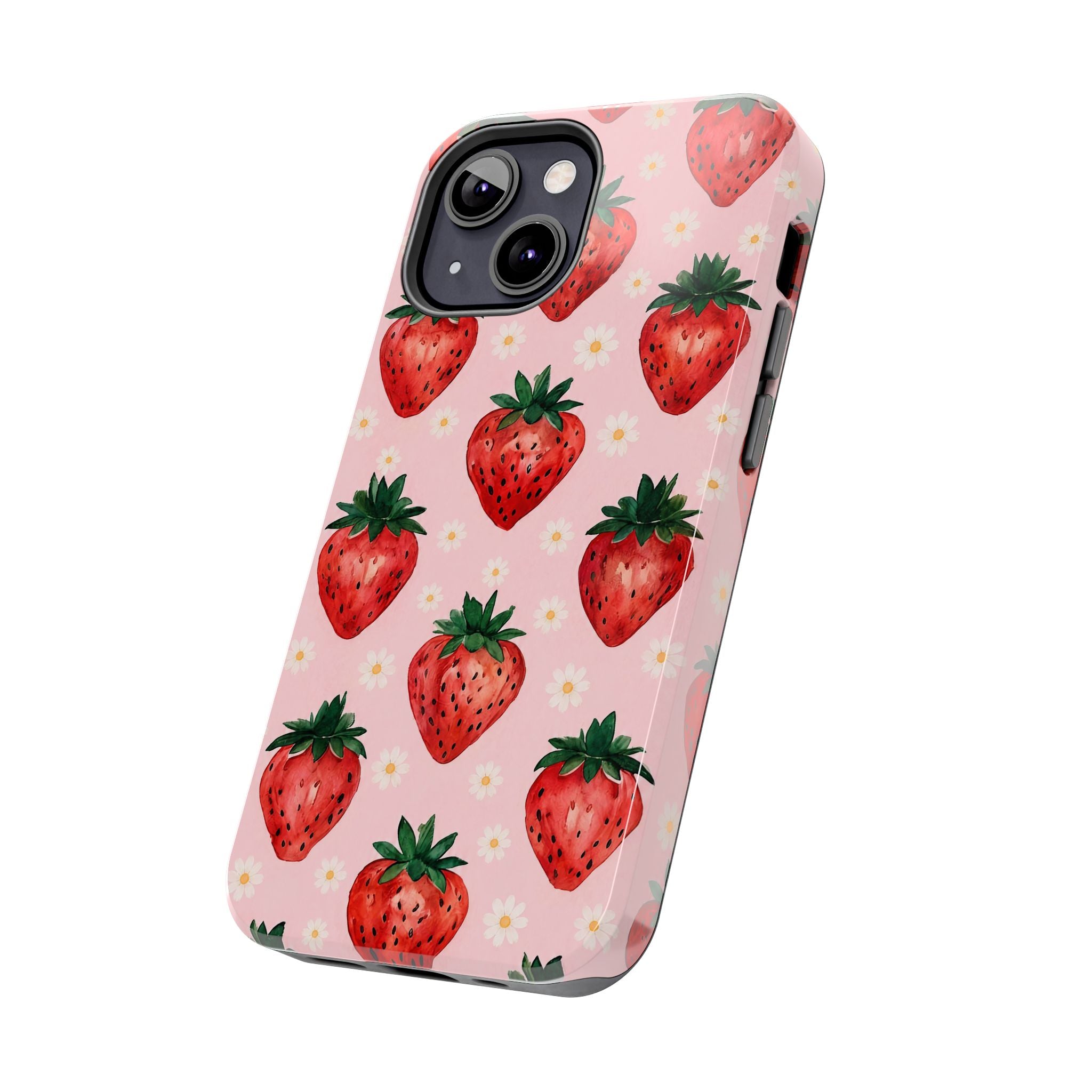 Strawberry Pattern Tough Phone Case — Cute Pink Fruit iPhone/Android Protection