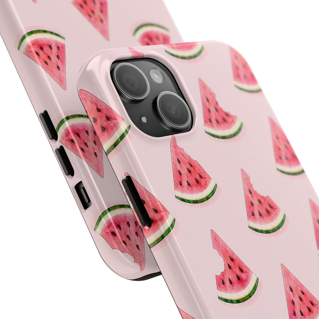 Watermelon Slice Tough Phone Case — Pink Fruit Pattern, Summer Phone Cover