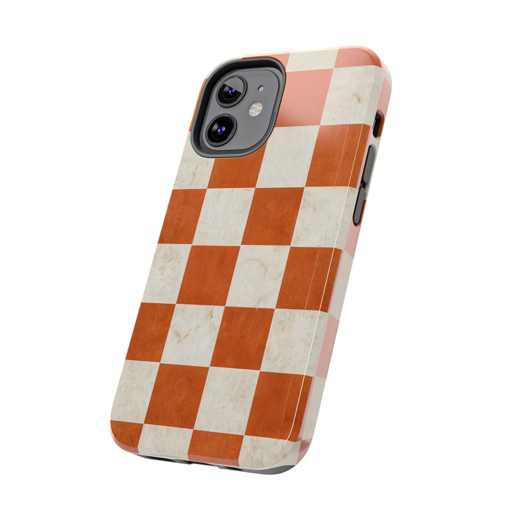 Orange and Cream Checkerboard Tough Phone Case