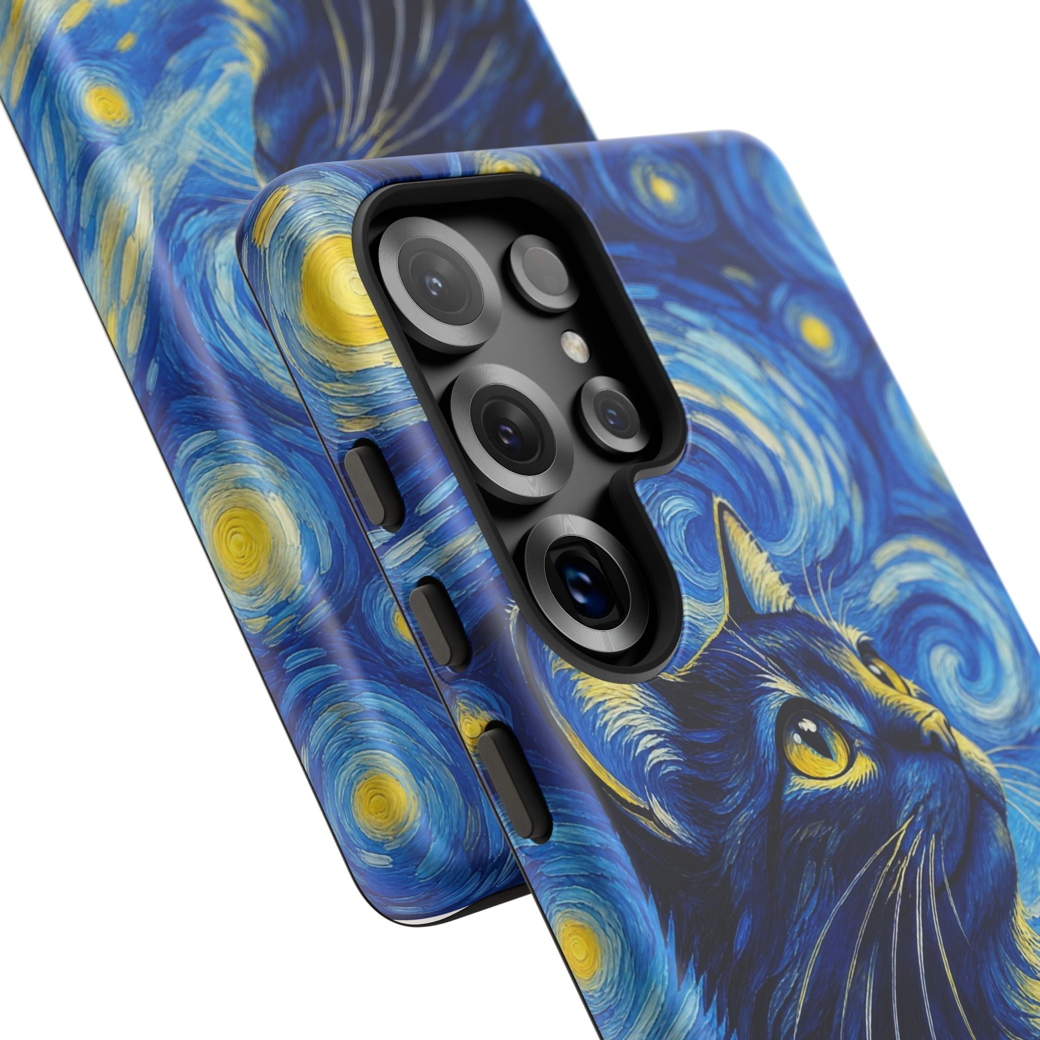 Starry Night Cat Phone Case — Van GoghStyle Blue Galaxy iPhone Cover